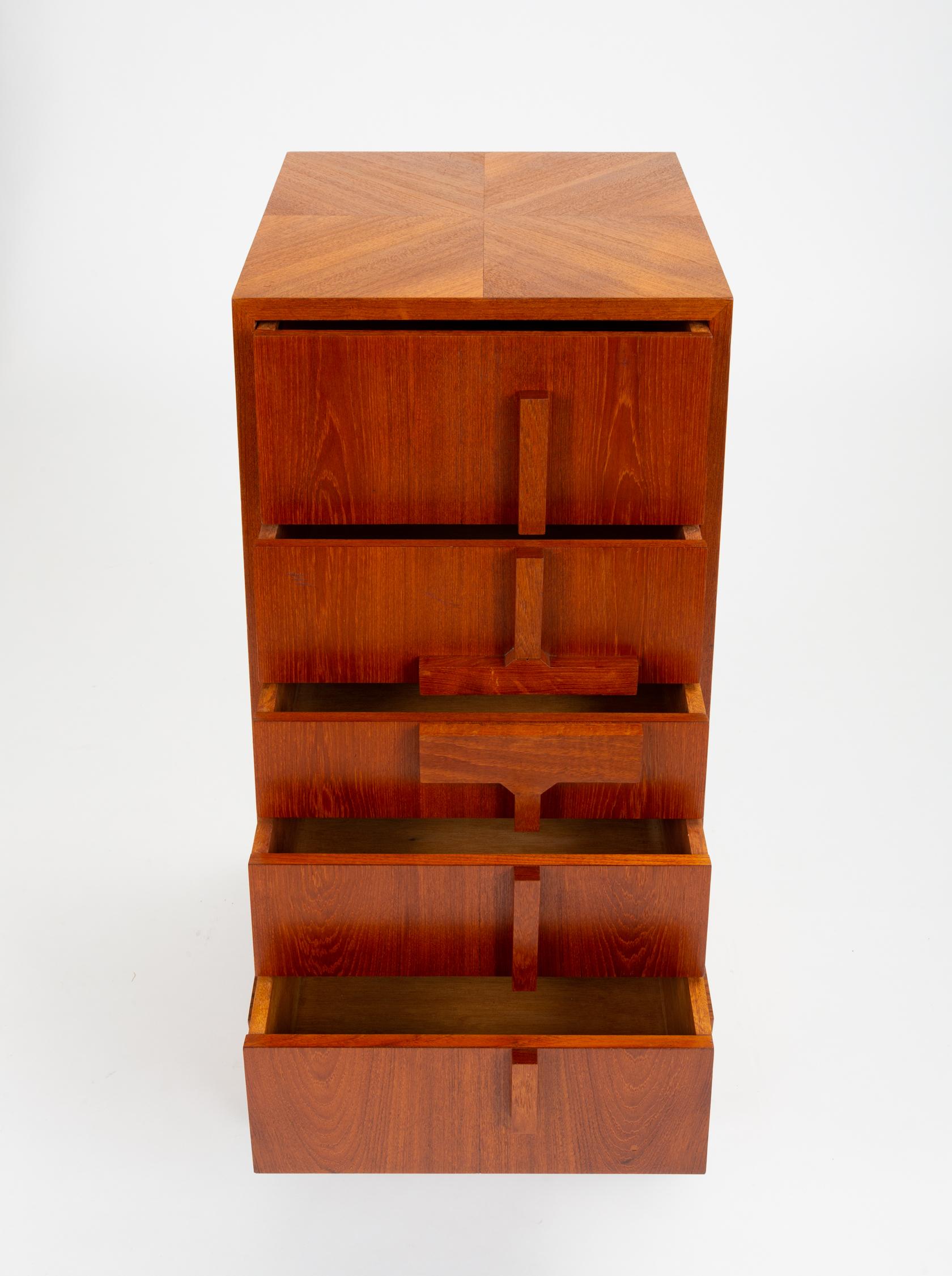 Custom-Made Teak Chest of Drawers with Sloped Sides 2