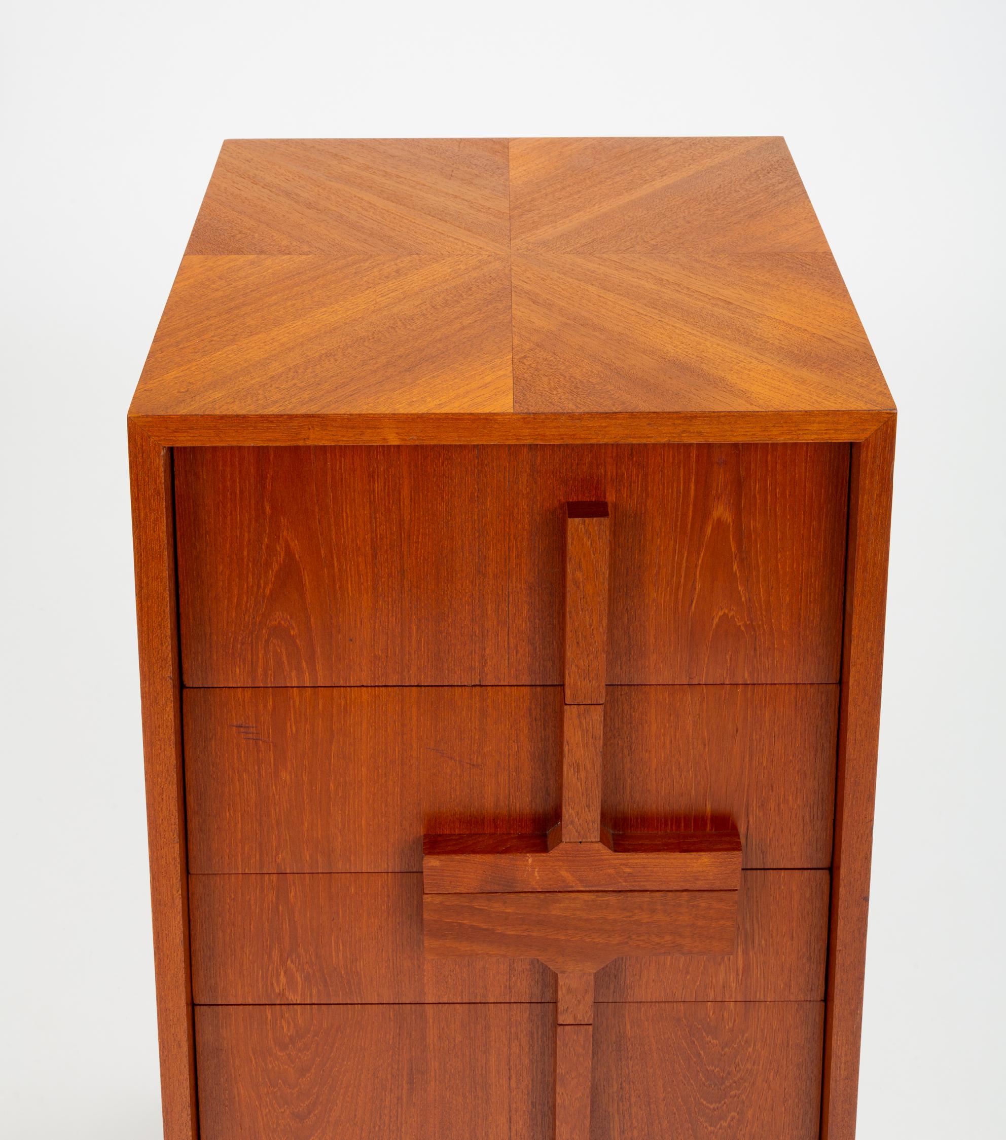 Custom-Made Teak Chest of Drawers with Sloped Sides 3