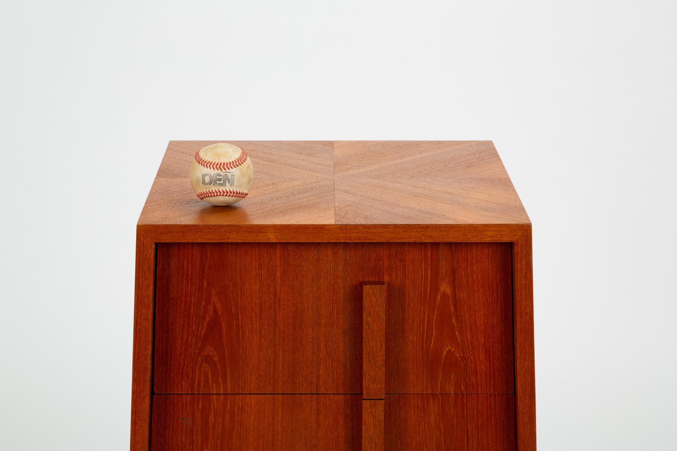 Custom-Made Teak Chest of Drawers with Sloped Sides 4