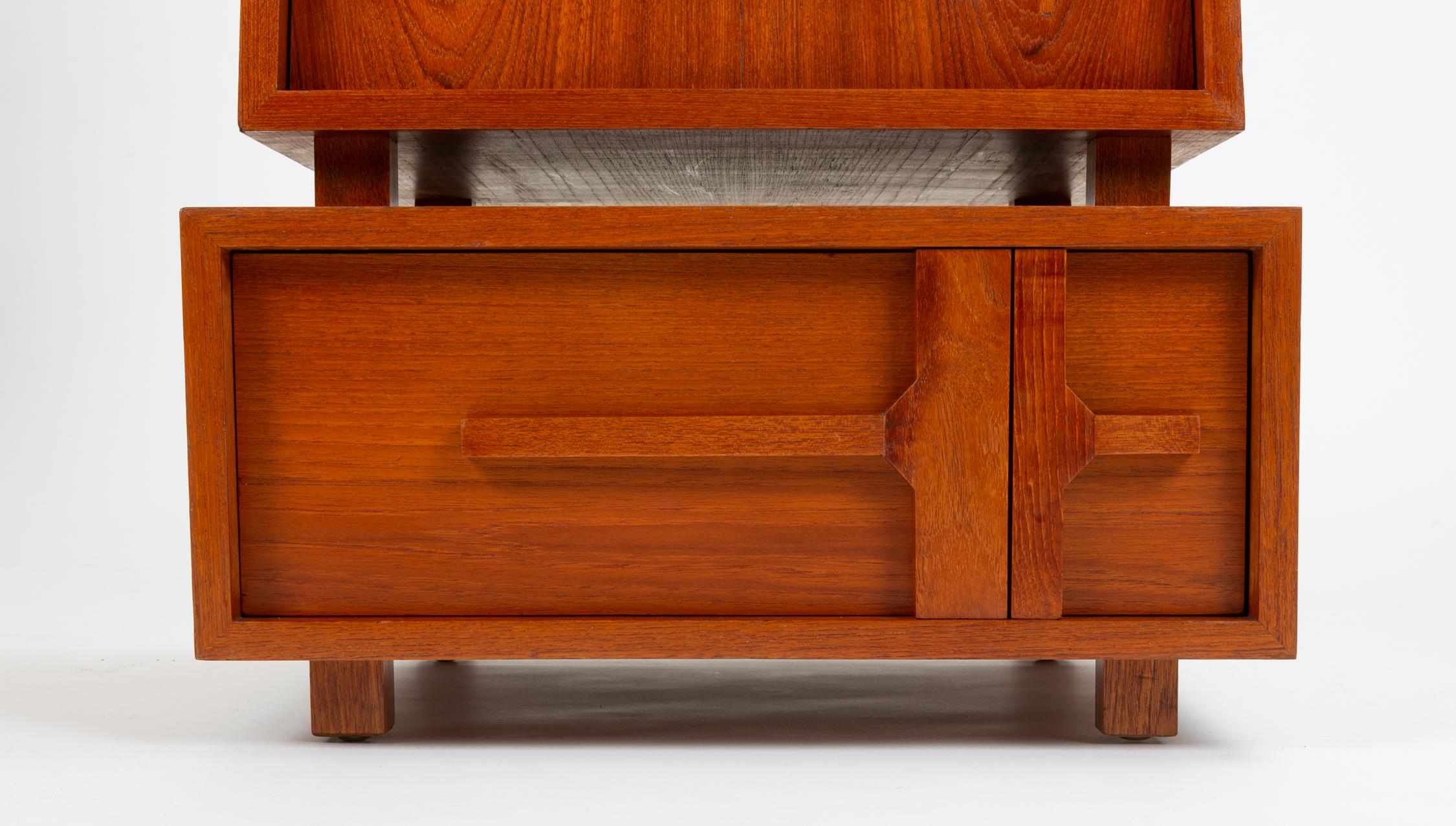 Custom-Made Teak Chest of Drawers with Sloped Sides 8