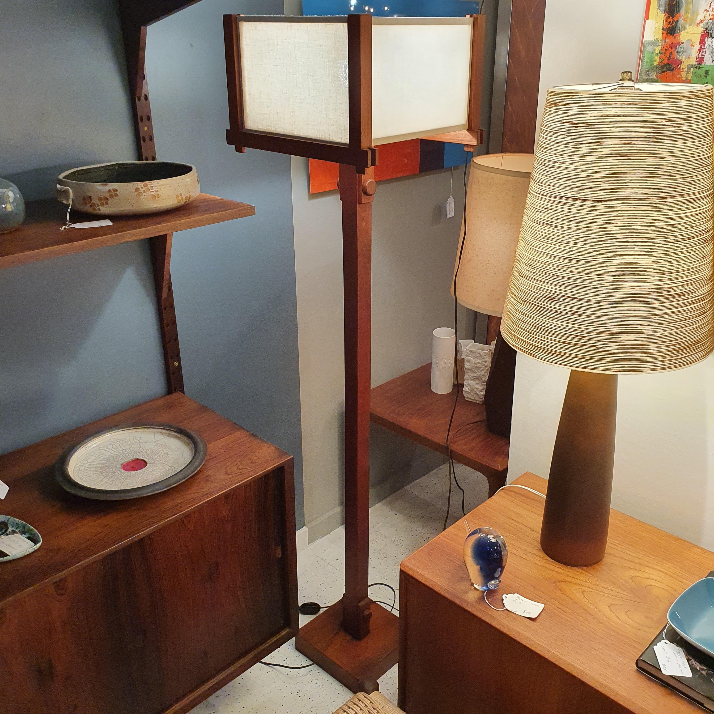 Custom Made Teak Floor Lamp in the Style of Nakashima For Sale 1