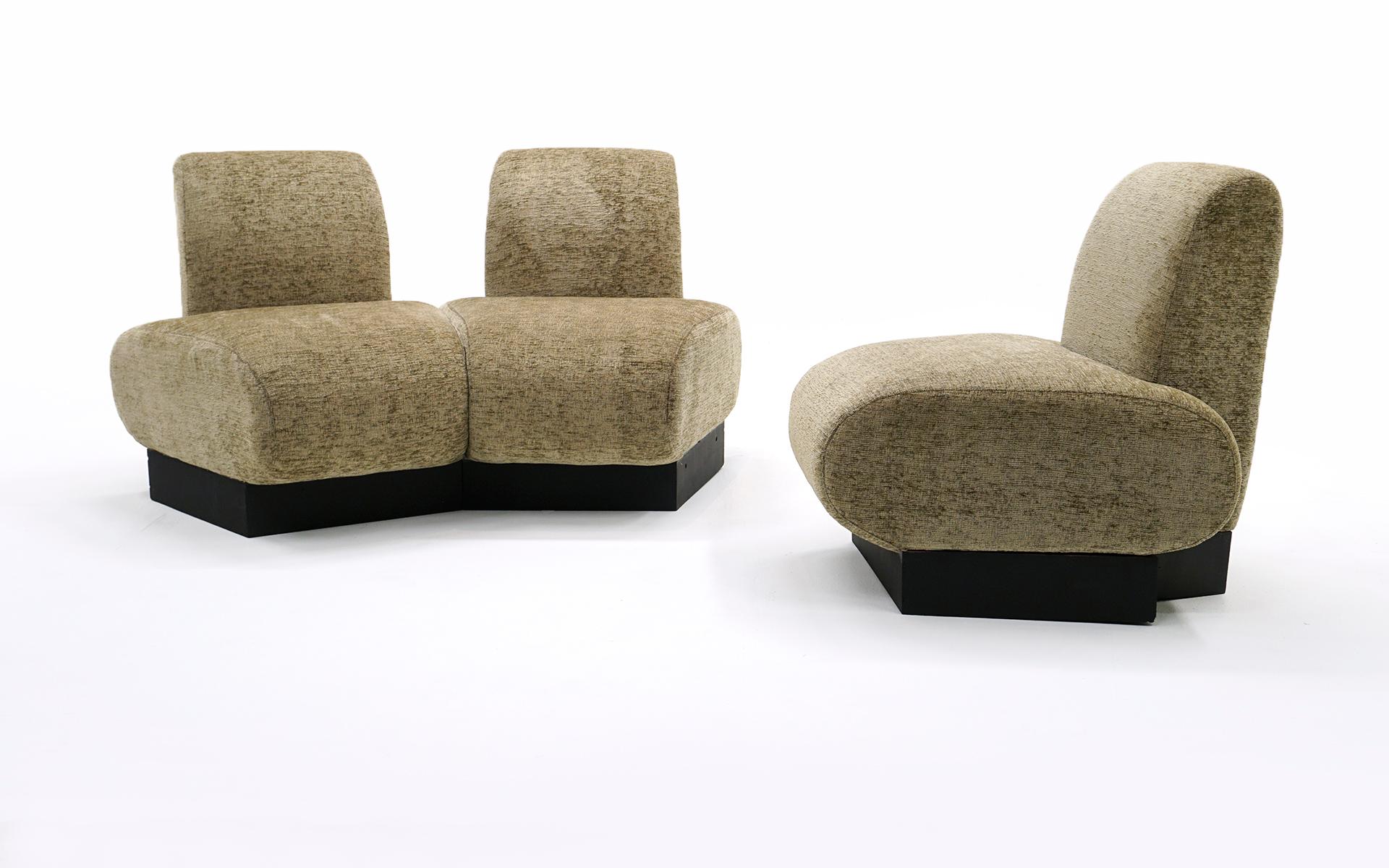 Custom Made Three Seat Curved Sofa.  Separates into Two Pieces.  1