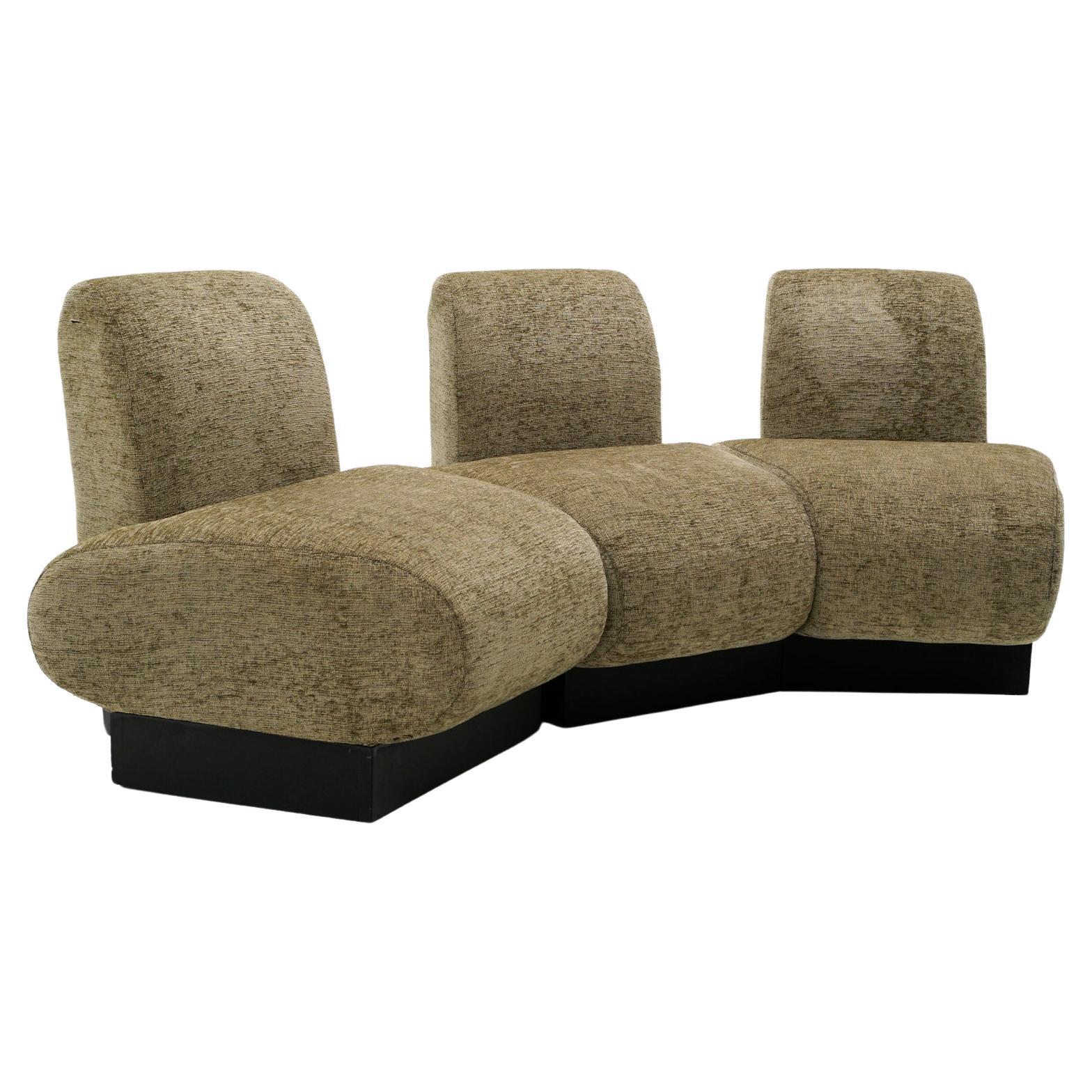 Custom Made Three Seat Curved Sofa.  Separates into Two Pieces. 
