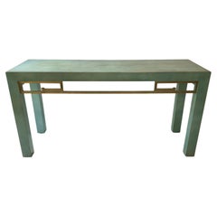 Custom Made Tiffany Blue Greek Key Console