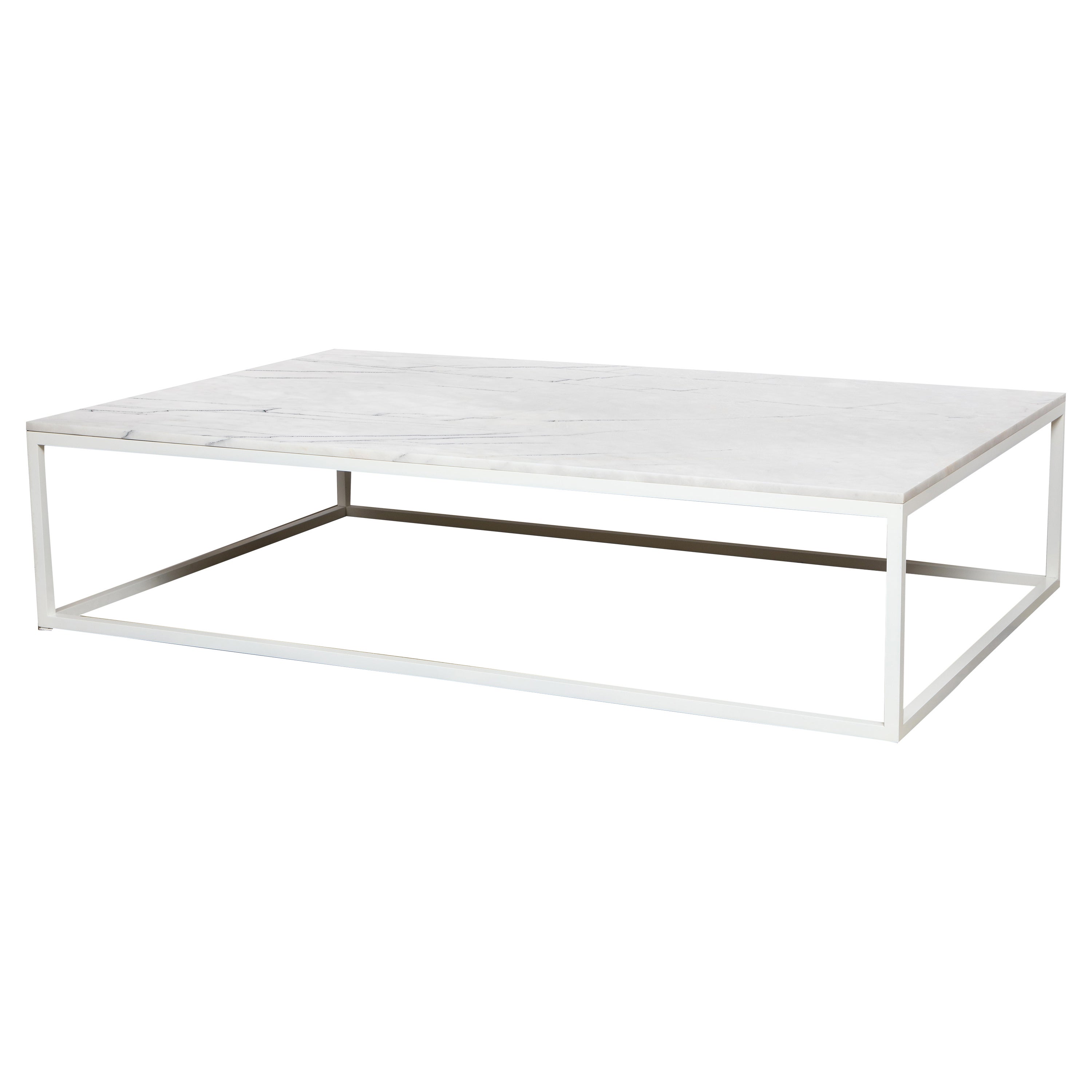 Mesa de centro a medida Base metálica blanca y tapa de mármol - En stock