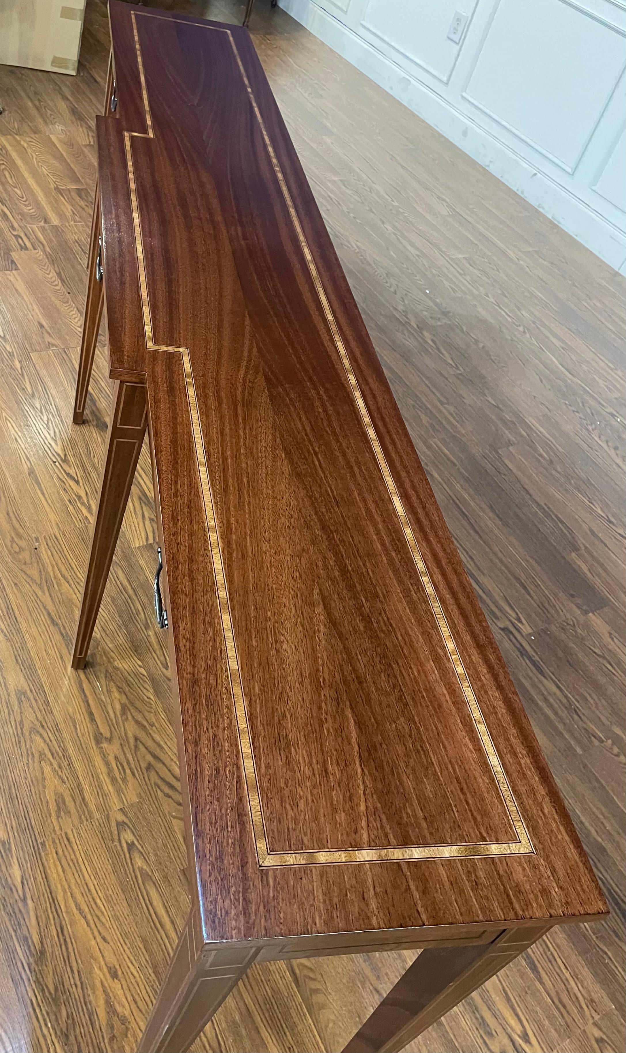 Custom Made-To-Order Mahogany Hepplewhite Console/Sofa Table 84” Long For Sale 6
