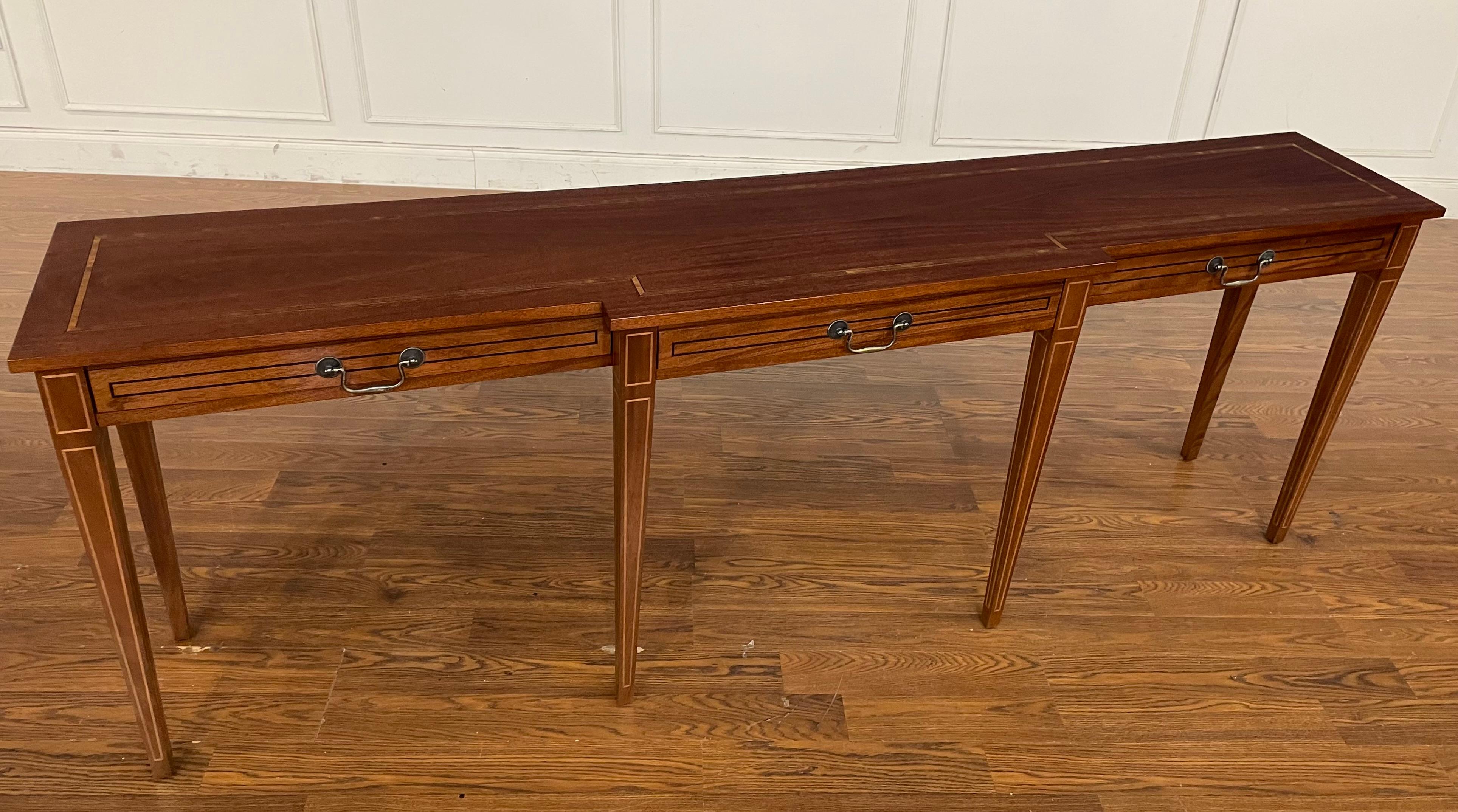 Custom Made-To-Order Mahogany Hepplewhite Console/Sofa Table 84” Long For Sale 12