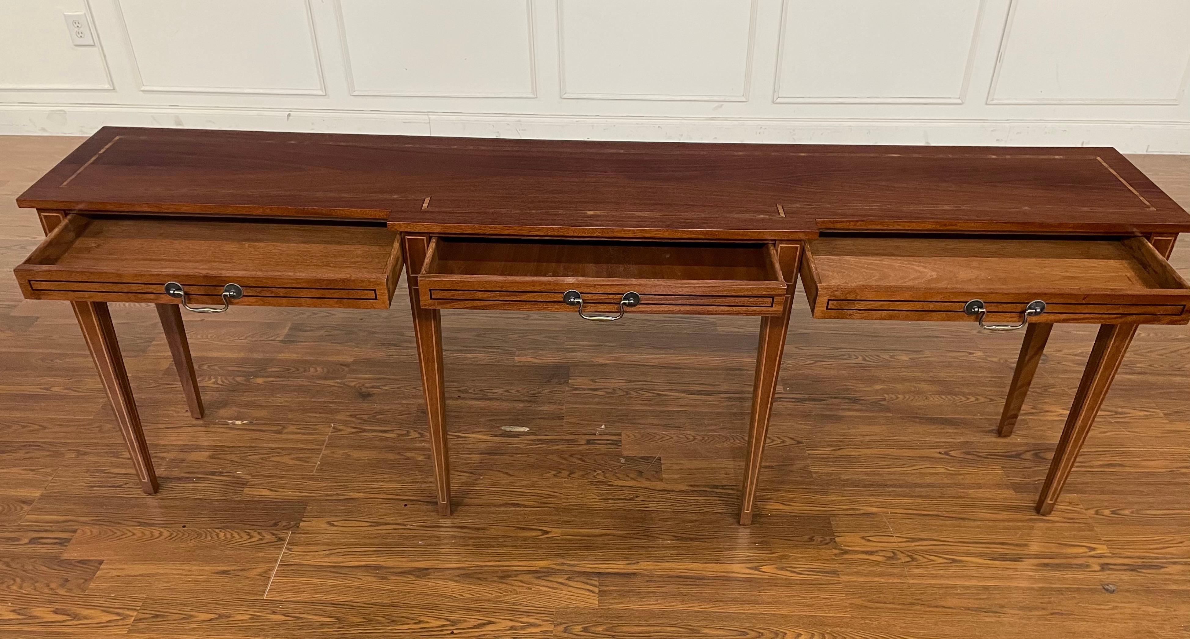 Custom Made-To-Order Mahogany Hepplewhite Console/Sofa Table 84” Long For Sale 1