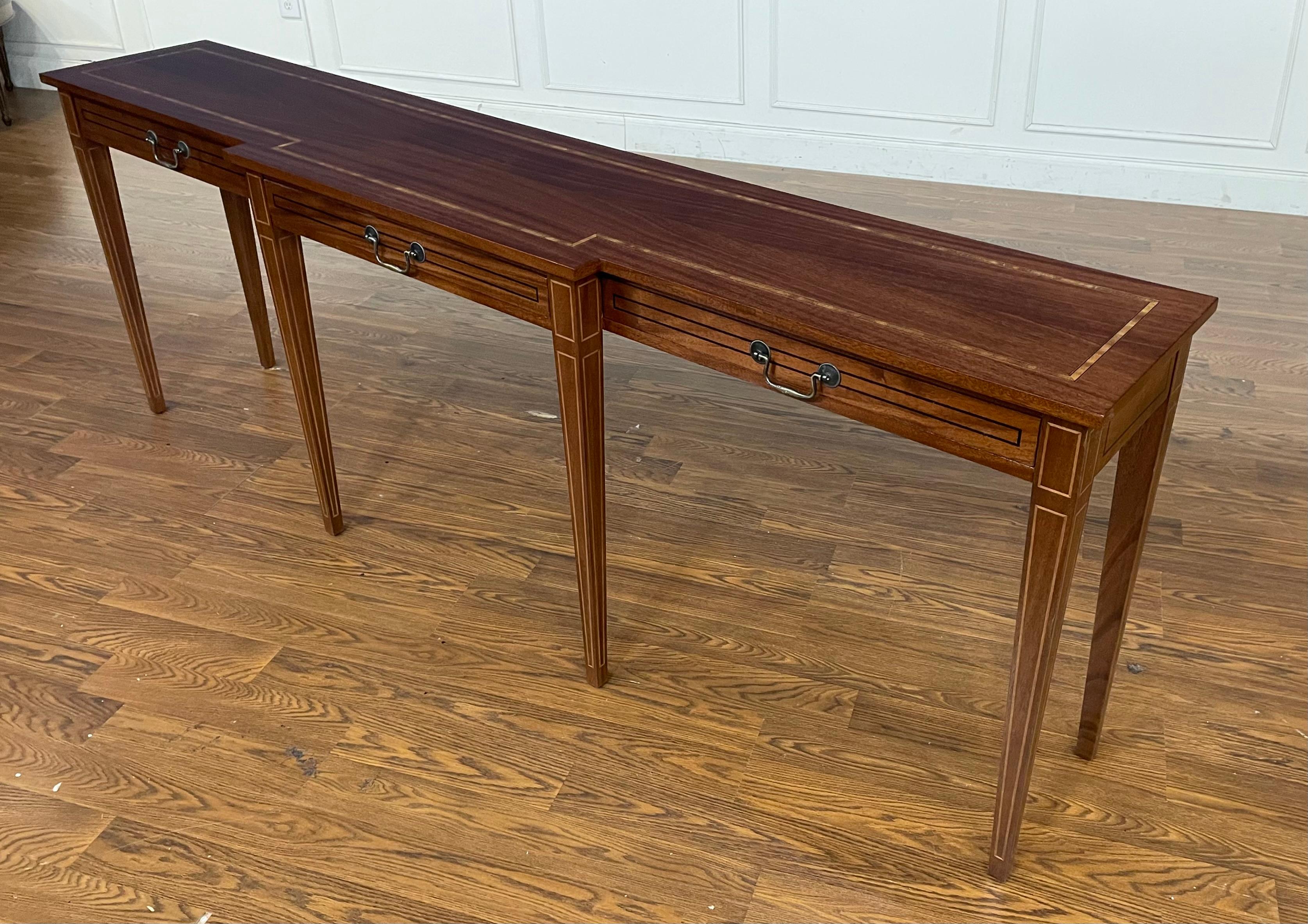 Custom Made-To-Order Mahogany Hepplewhite Console/Sofa Table 84” Long For Sale 3