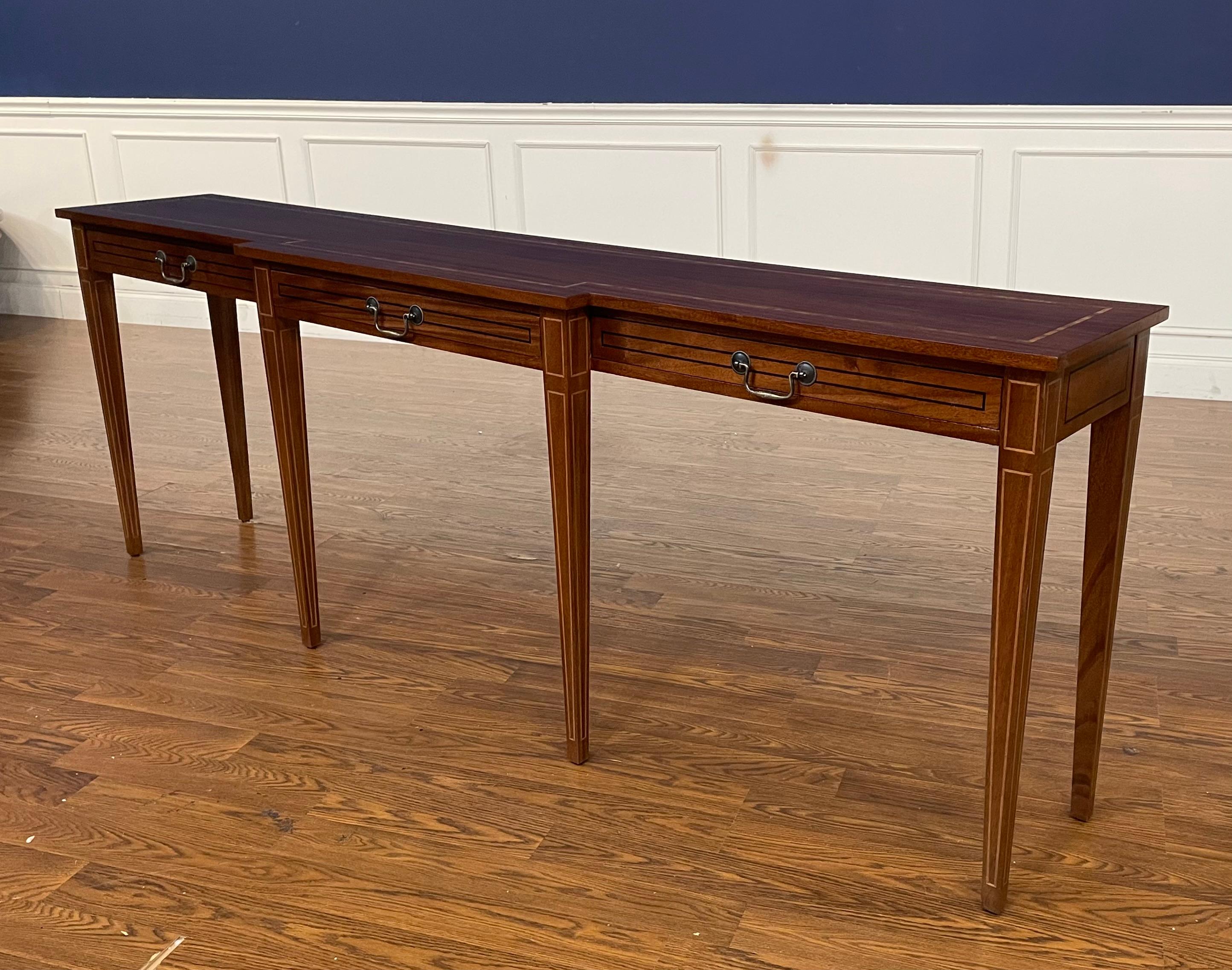 Custom Made-To-Order Mahogany Hepplewhite Console/Sofa Table 84” Long For Sale 4