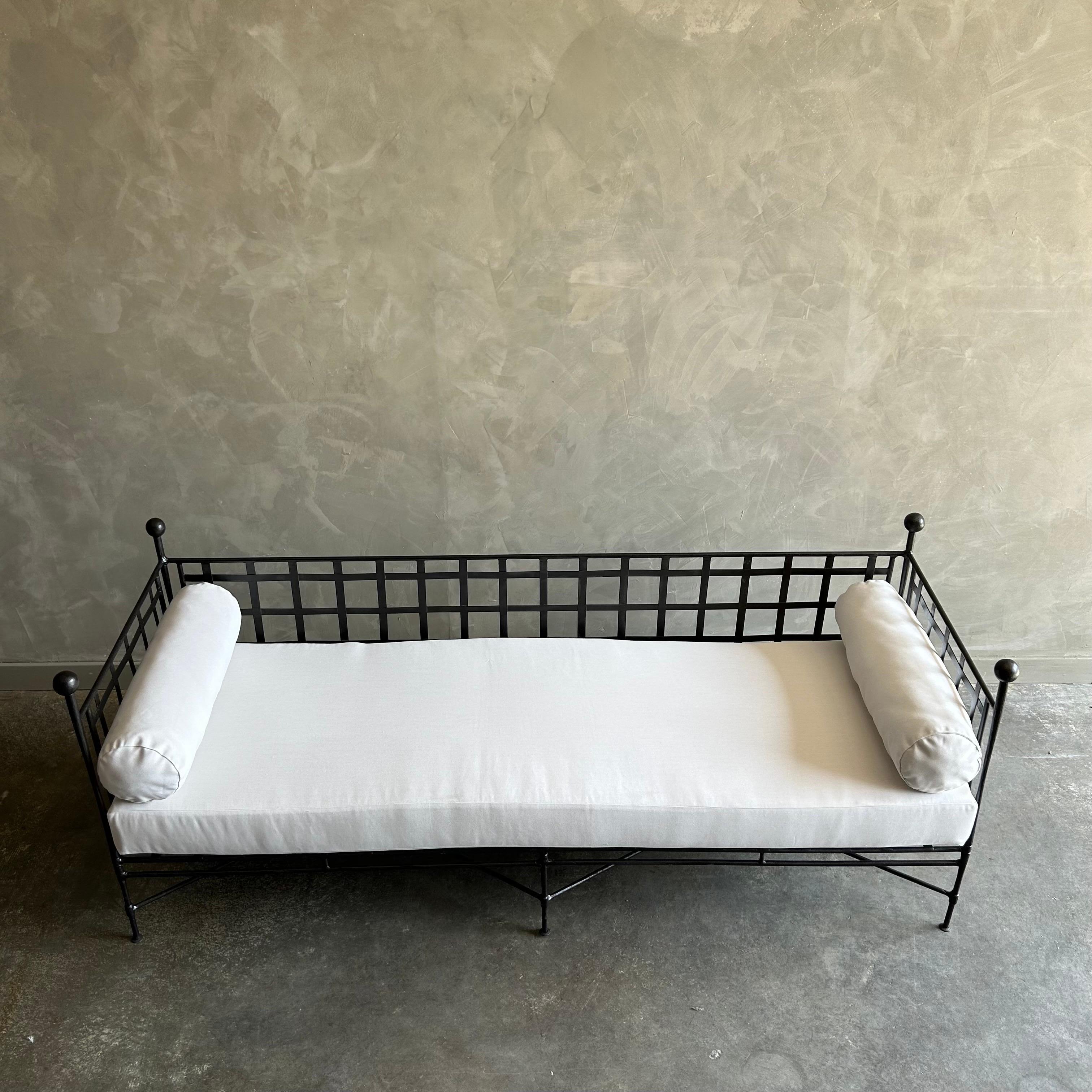 American Custom Made to Order Outdoor or Indoor Iron Sofa with Cushion For Sale