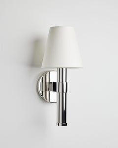 Custom Made-to-Order Polished Nickel Sconce with Paper Shade by Robert Stilin