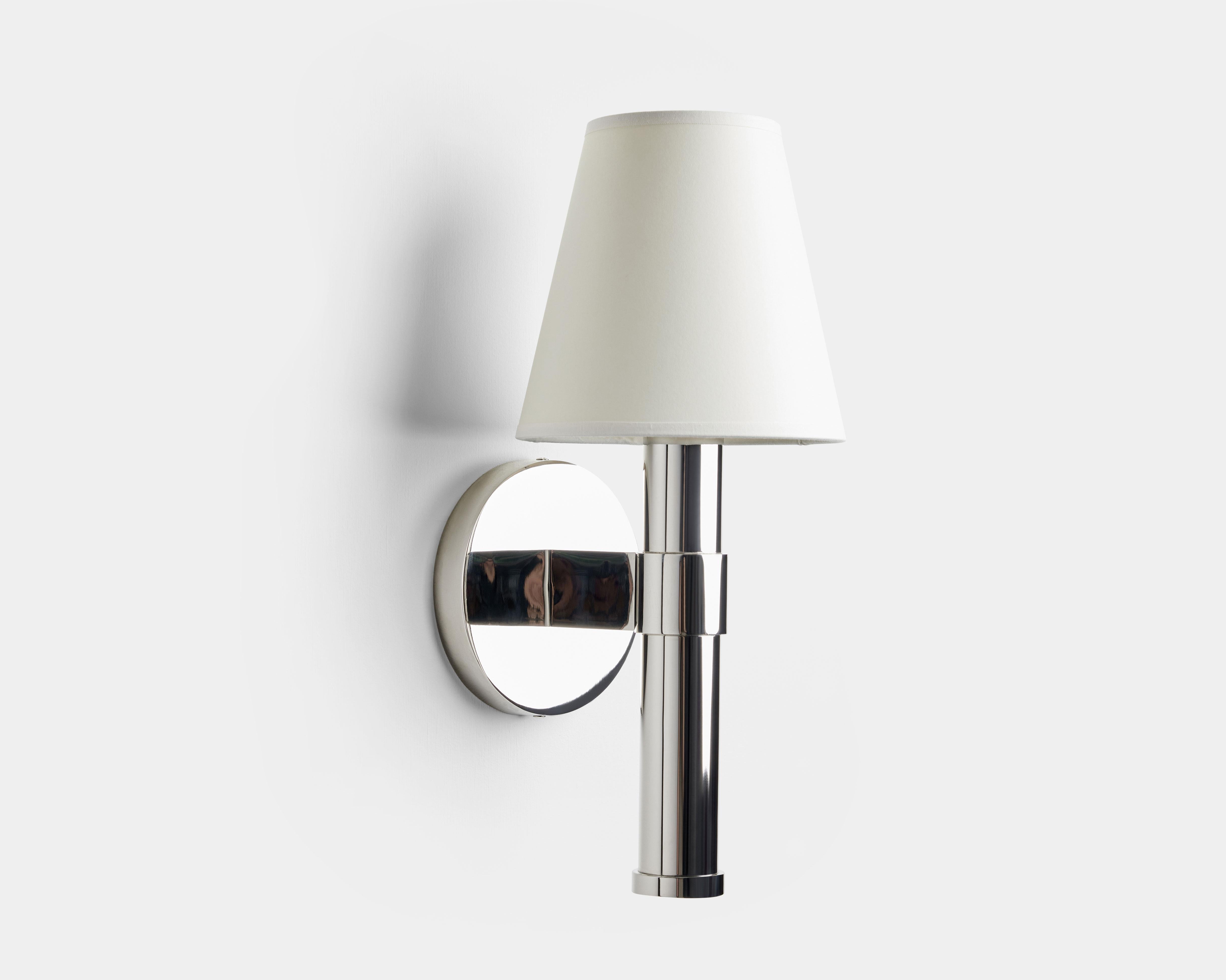 Custom Made-to-Order Polished Nickel Sconce with Paper Shade by Robert Stilin (amerikanisch) im Angebot