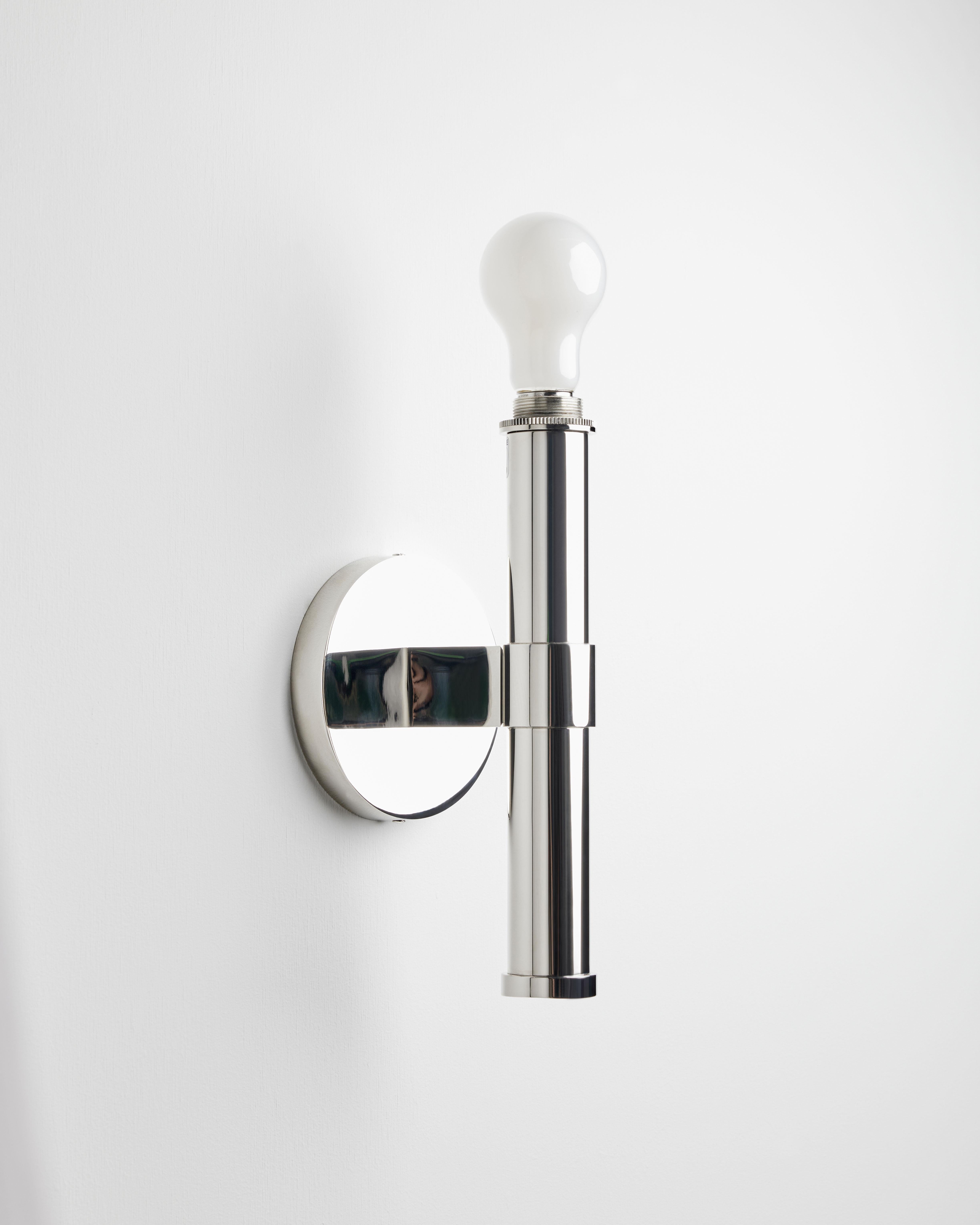 Custom Made-to-Order Polished Nickel Sconce with Paper Shade by Robert Stilin (Patiniert) im Angebot