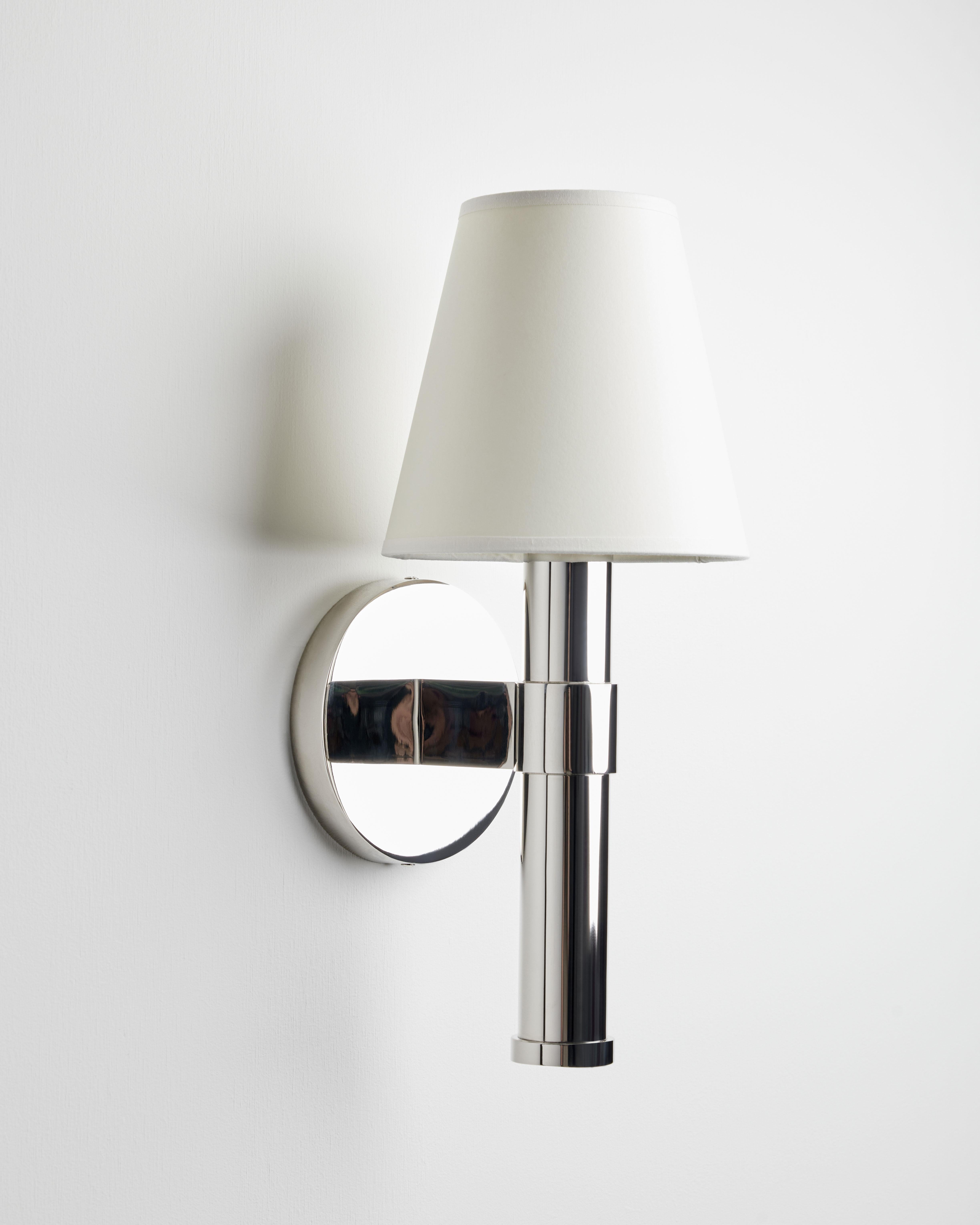 Custom Made-to-Order Polished Nickel Sconce with Paper Shade by Robert Stilin im Zustand „Neu“ im Angebot in New York City, NY