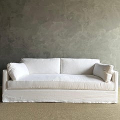 Custom Made to Order Slip Covered Or Upholstered Louis Square Arm Sofa with Down
