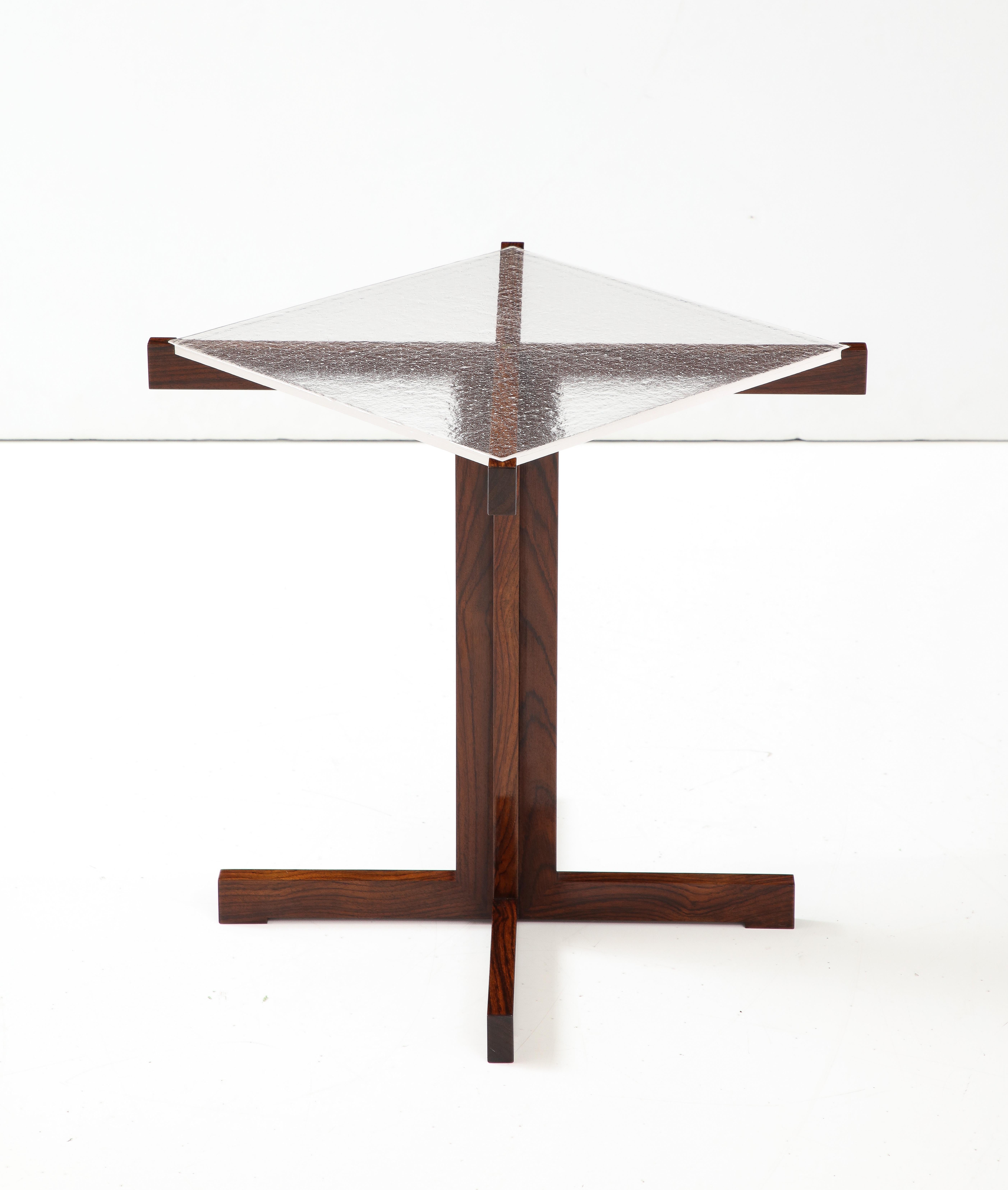 Custom Made to Order 'Timothy' Rosewood & Handmade Art Glass Occasional Table For Sale 3