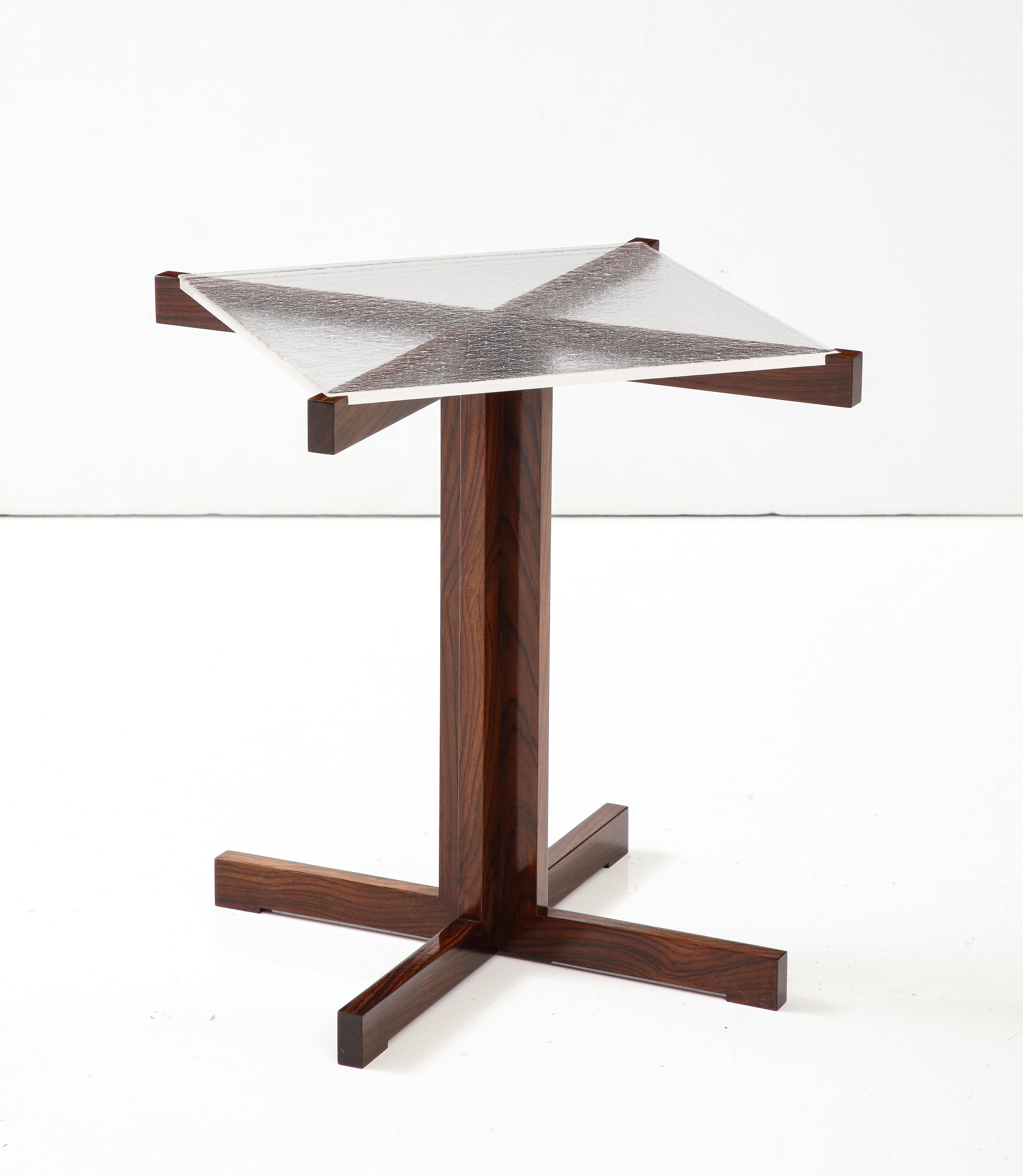 Custom Made to Order 'Timothy' Rosewood & Handmade Art Glass Occasional Table For Sale 4