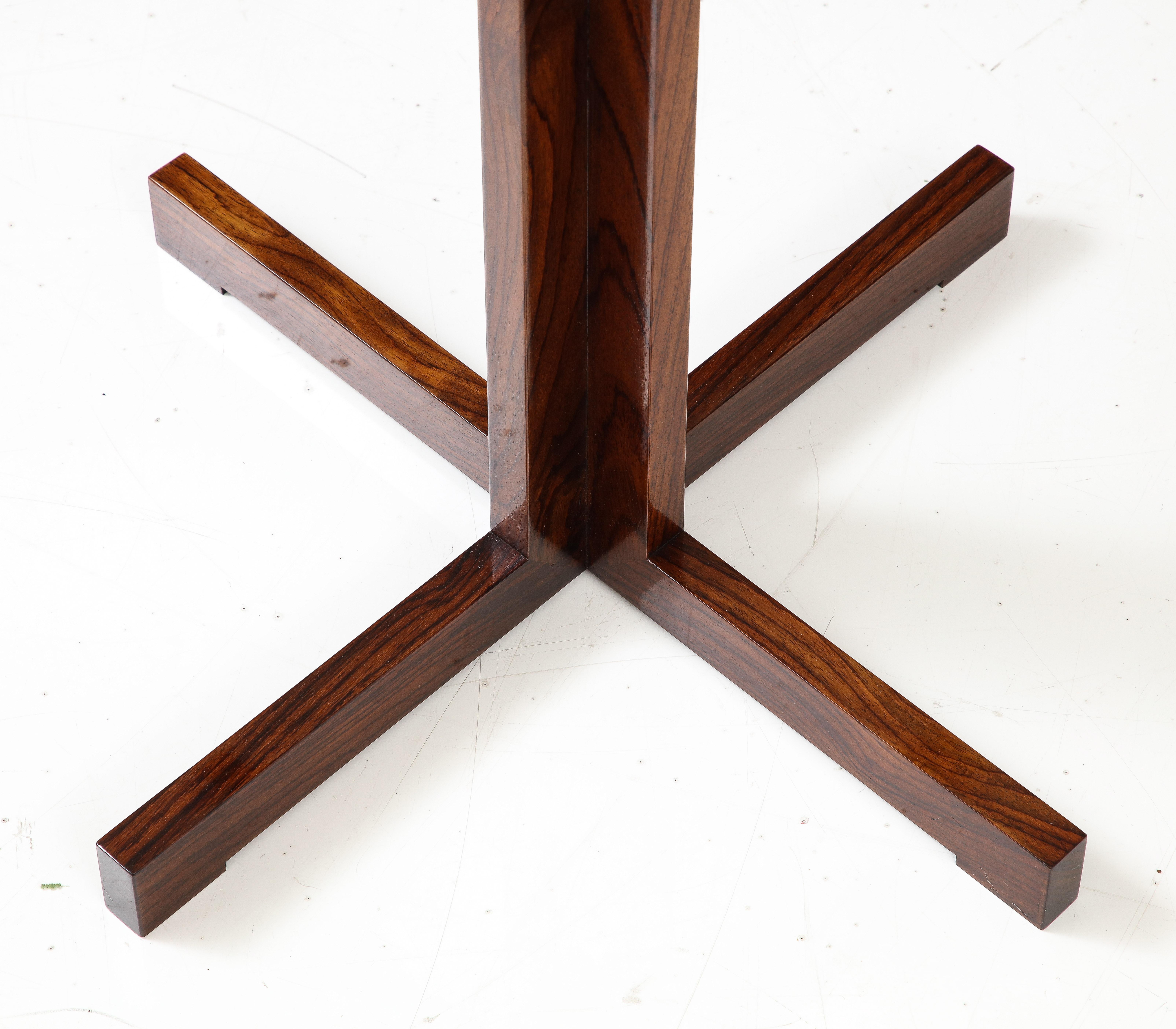American Custom Made to Order 'Timothy' Rosewood & Handmade Art Glass Occasional Table For Sale