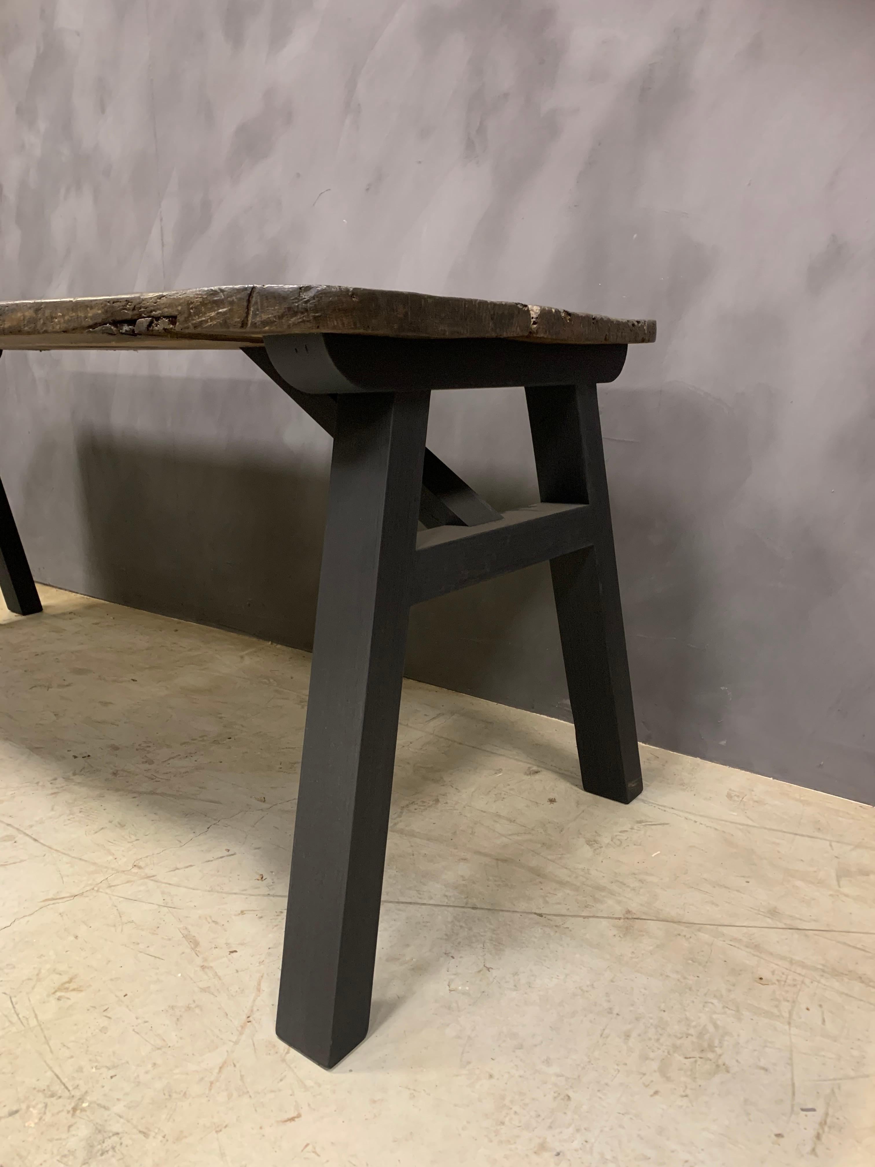Custom Made Trestle Table Reclaimed Wood In New Condition For Sale In Vosselaar, BE