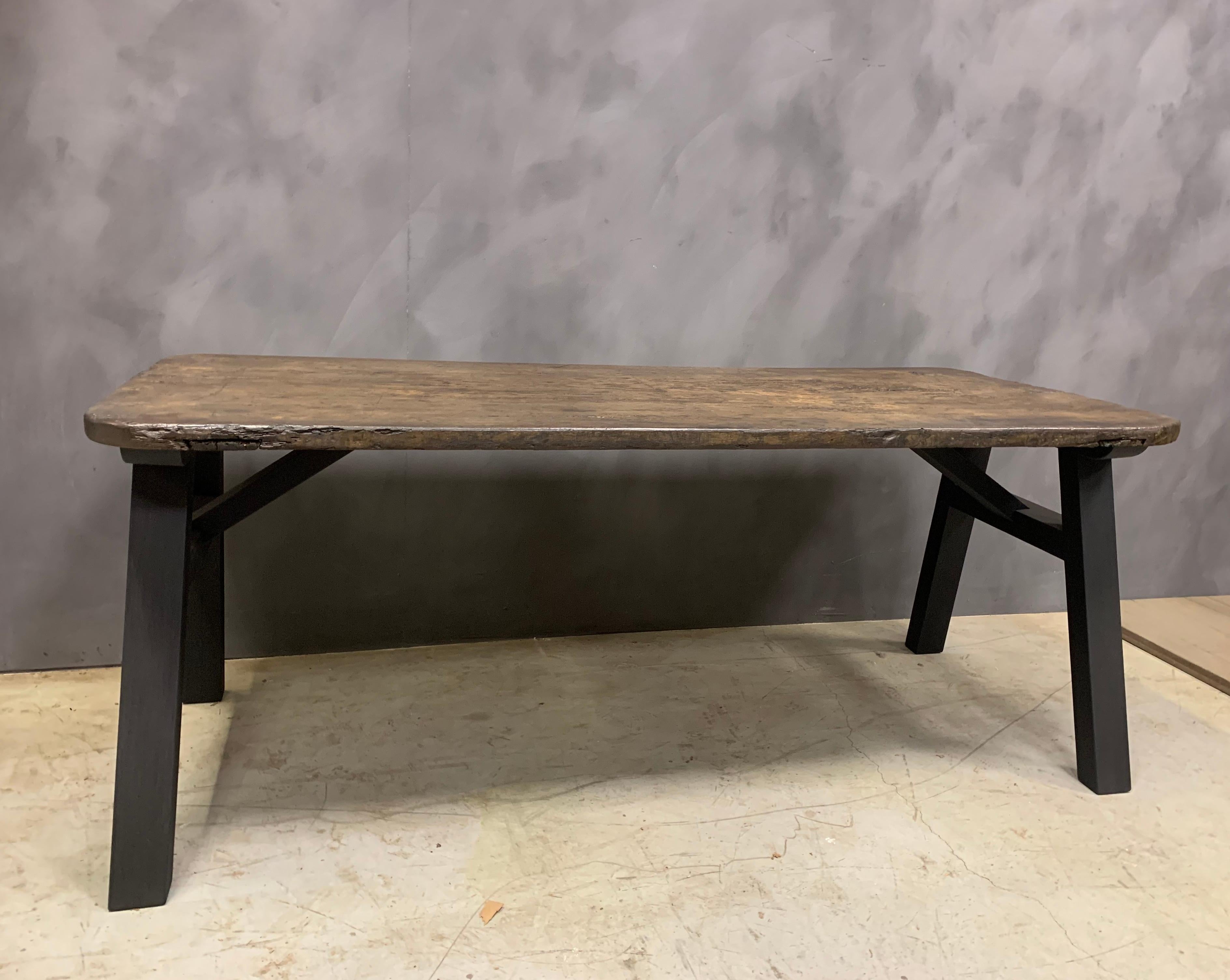 Custom Made Trestle Table Reclaimed Wood For Sale 1