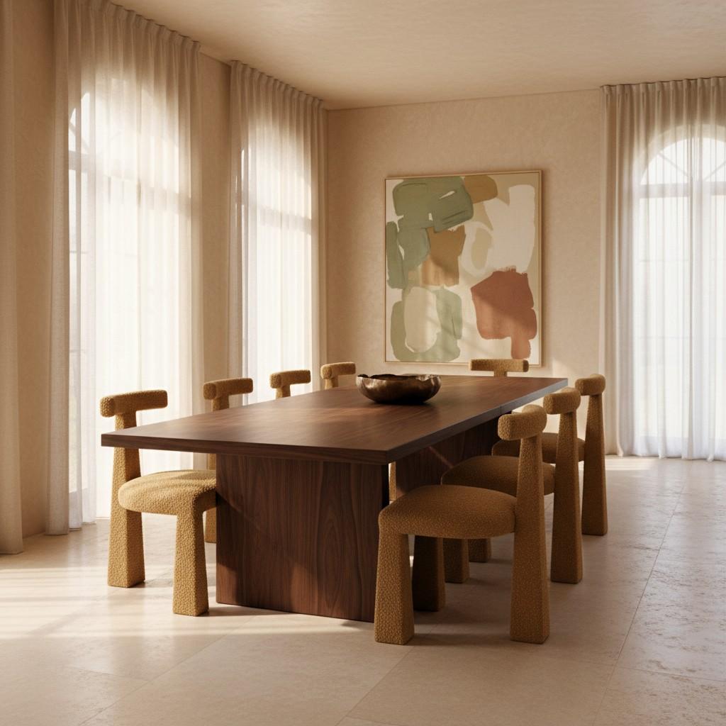 XXI secolo e contemporaneo Sedia da pranzo a treppiede realizzata su misura con il tessuto del cliente da Mondo Design Studio in vendita