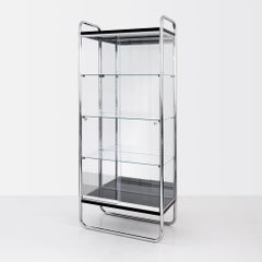Vitrine en acier tubulaire CUSTOM MADE, acier chromé, verre, miroir