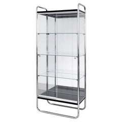 Custom-Made Tubular Steel Display Cabinet, Chrome-Plated Steel, Glass, Mirror Custom-Made Tubular Steel Display Cabinet, Chrome-Plated Steel, Glass, Mirror
