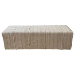 Vintage Custom Made Turkish Hemp Wool Rug Cube Ottoman Bench