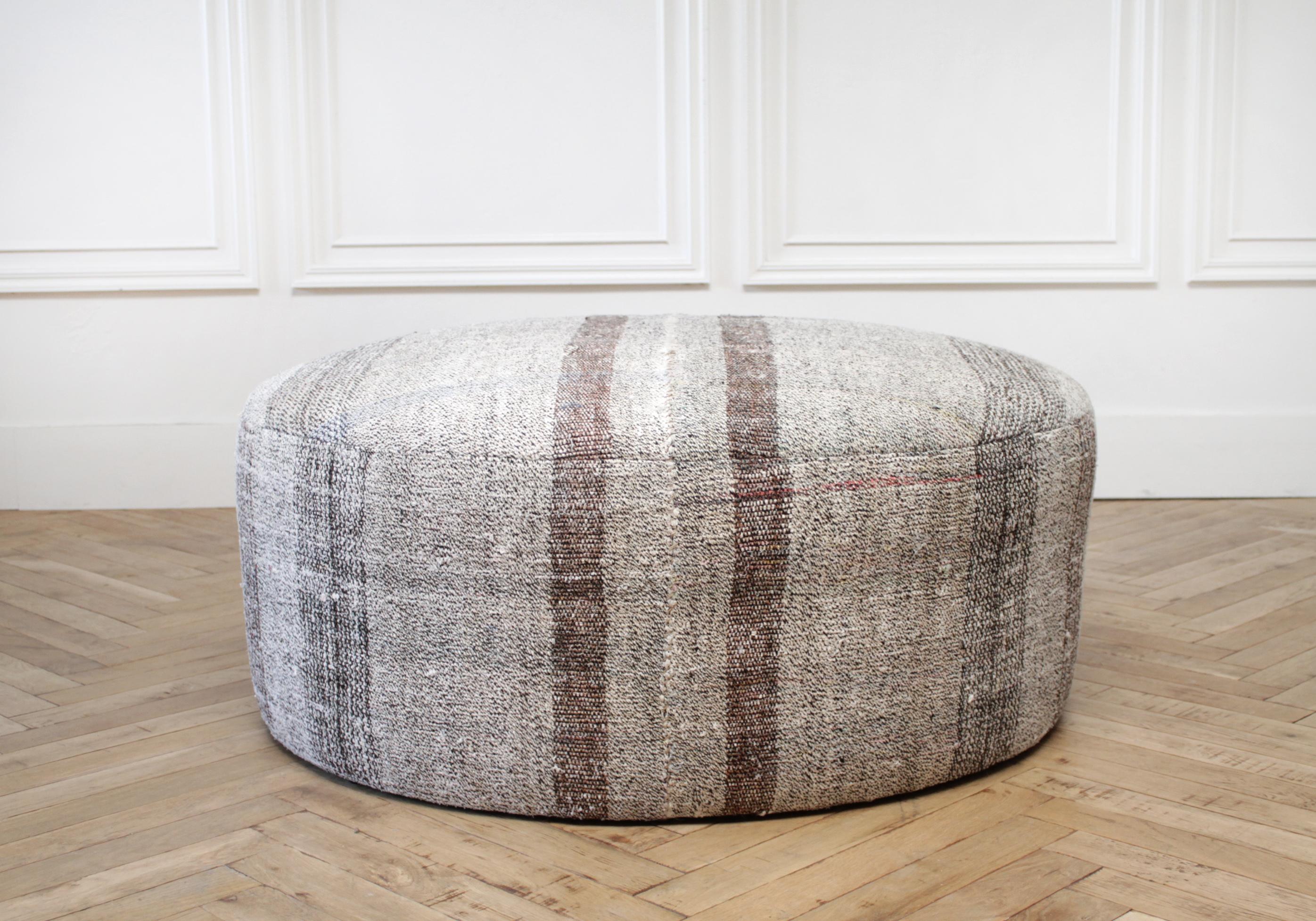 round plaid ottoman