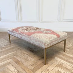 Custom Made Turkish Rug Cocktail Ottoman with Metal Frame