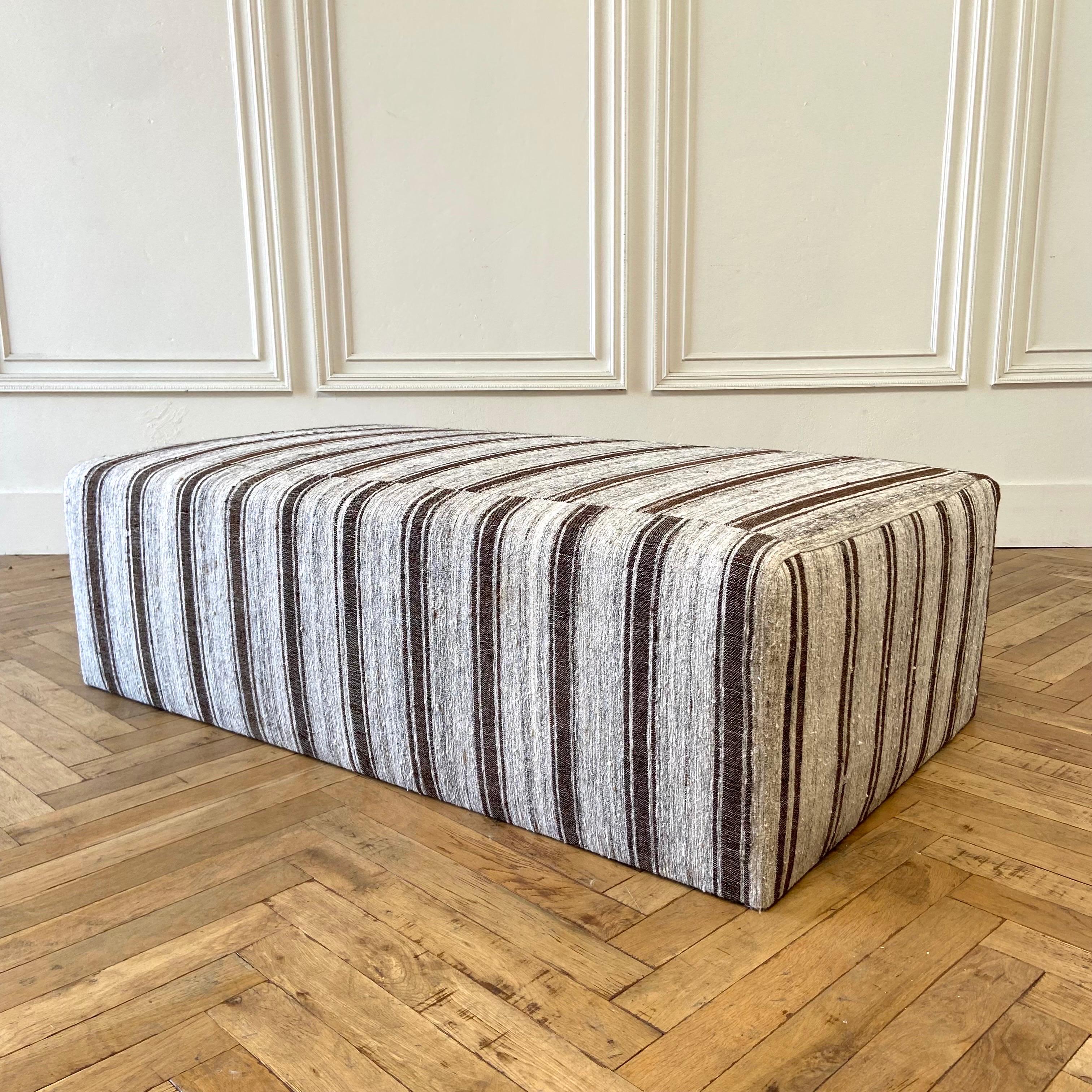 Custom Made Turkish Rug Cube Style Ottoman In New Condition In Old Town Orange, CA