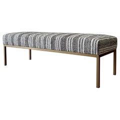 Custom Made Turkish Rug Ottoman Bench with Metal Frame
