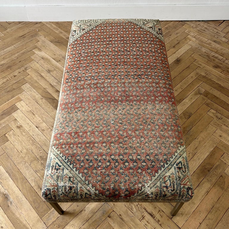 Custom Made Turkish Vintage Rug Cocktail Ottoman or Bench with Metal ...