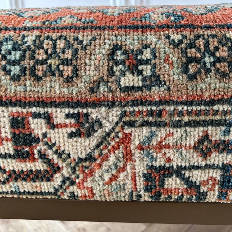 Custom Made Turkish Vintage Rug Cocktail Ottoman or Bench with Metal ...