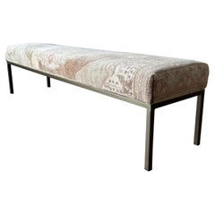 Custom Made Turkish Vintage Rug Cocktail Ottoman or Bench with Metal Base