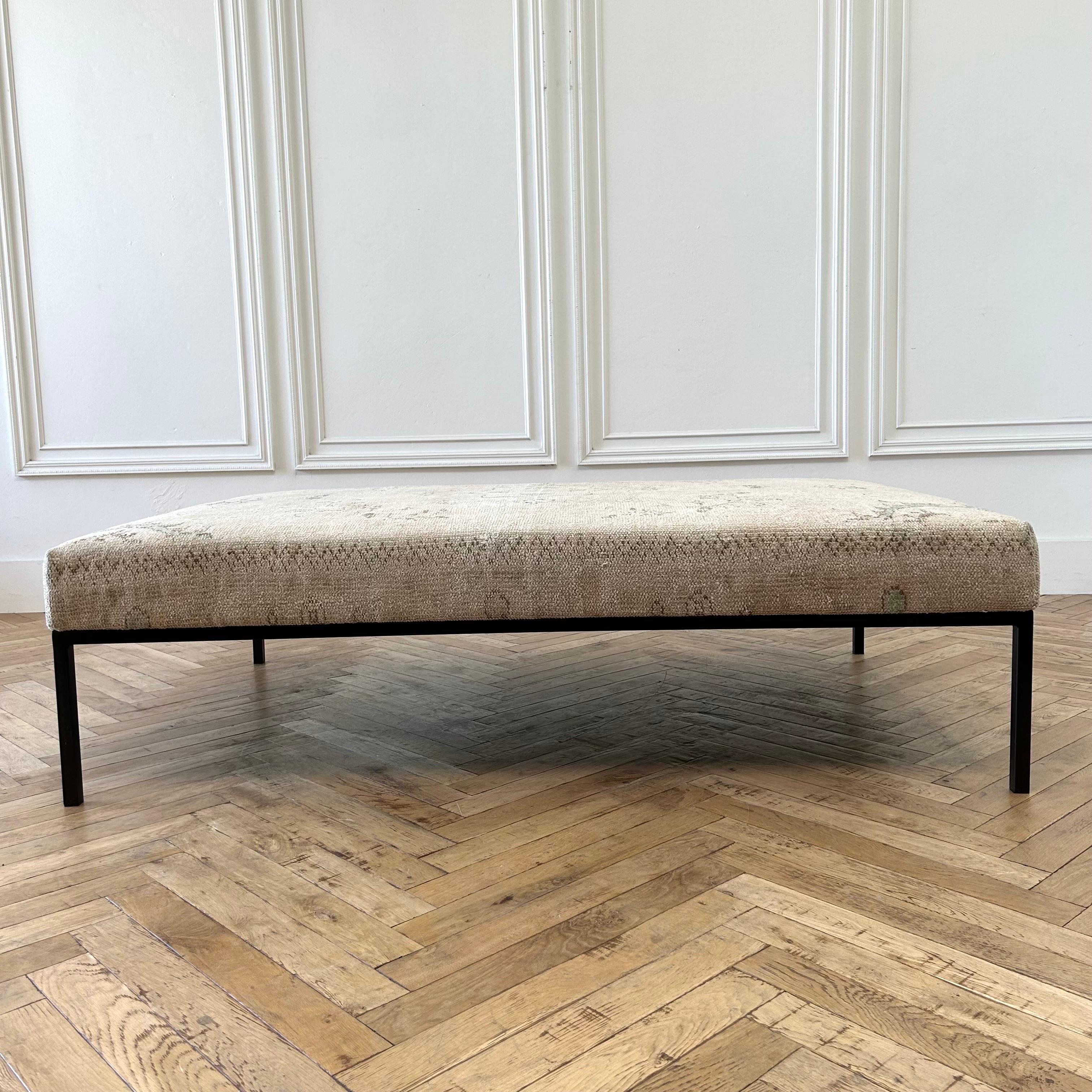 Custom Made Turkish Vintage Rug Ottoman with Metal Base 3