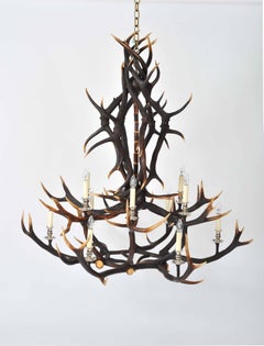 Custom-Made Two-Tier Antler Chandelier