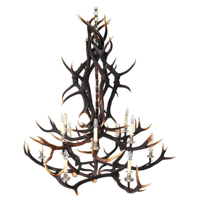 Custom Made Two Tier Antler Chandelier For At 1stdibs Custom Made Two Tier Antler Chandelier, Custom Made Antler Chandelier