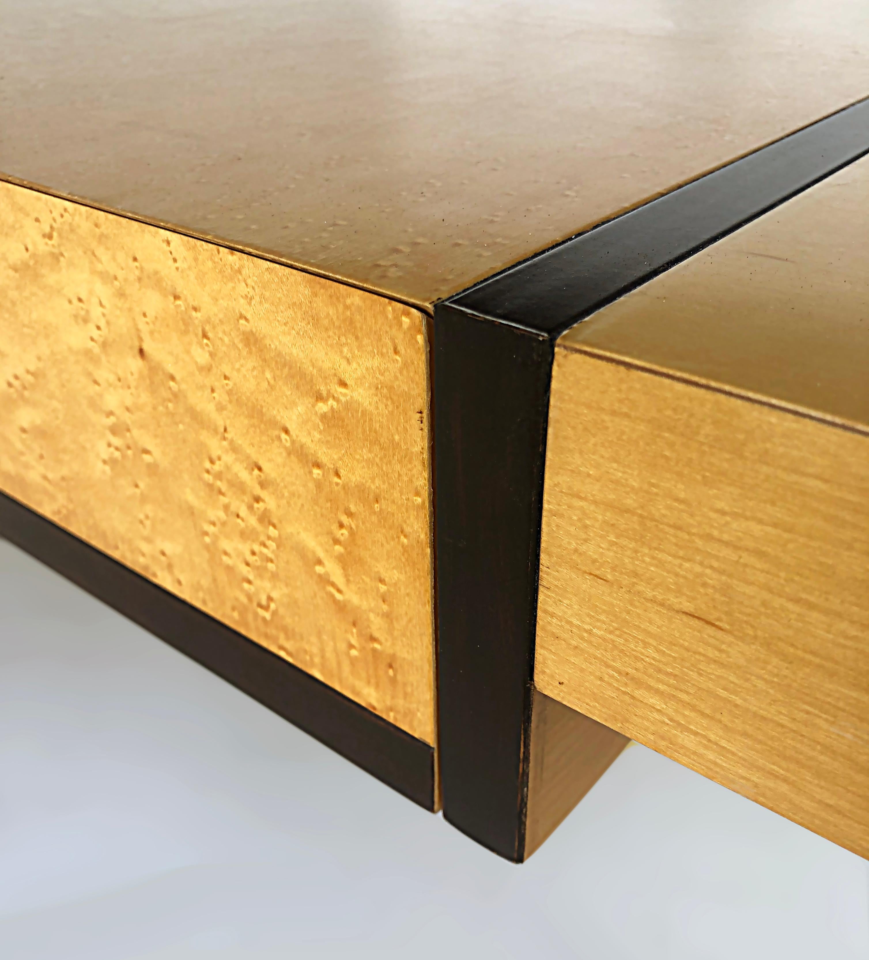 Contemporary Custom-Made Two-Tone Writing Desk with Bird's Eye Maple Veneers and One Drawer