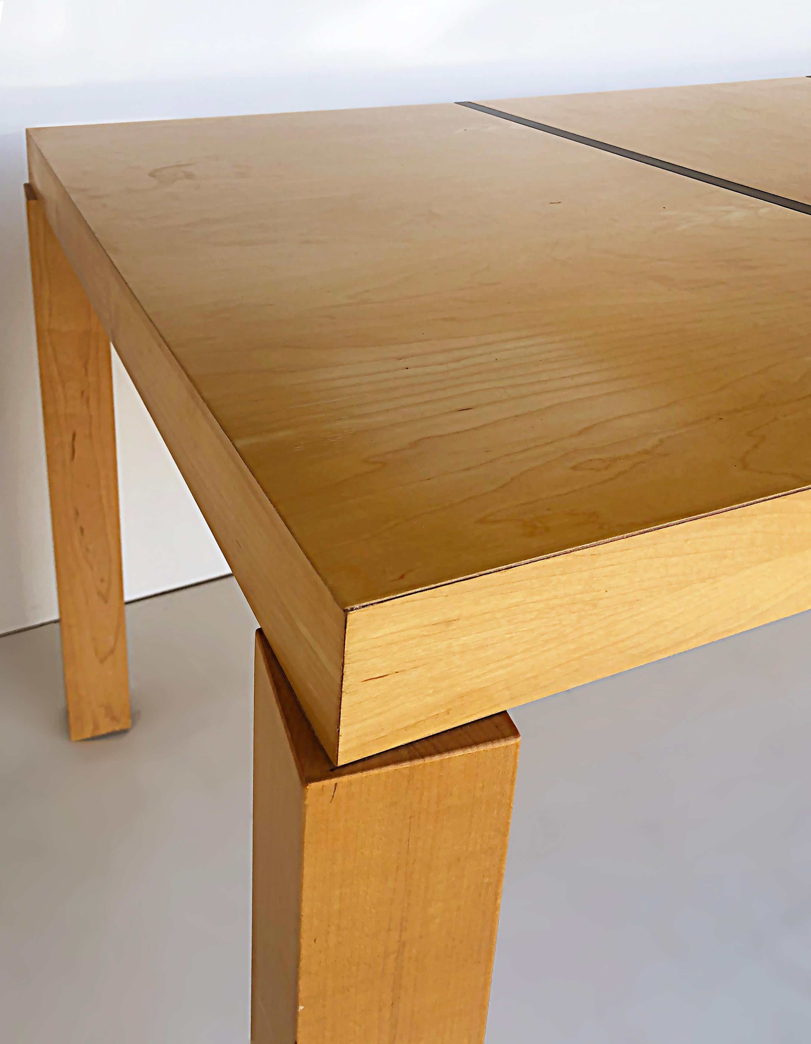 Wood Custom-Made Two-Tone Writing Desk with Bird's Eye Maple Veneers and One Drawer