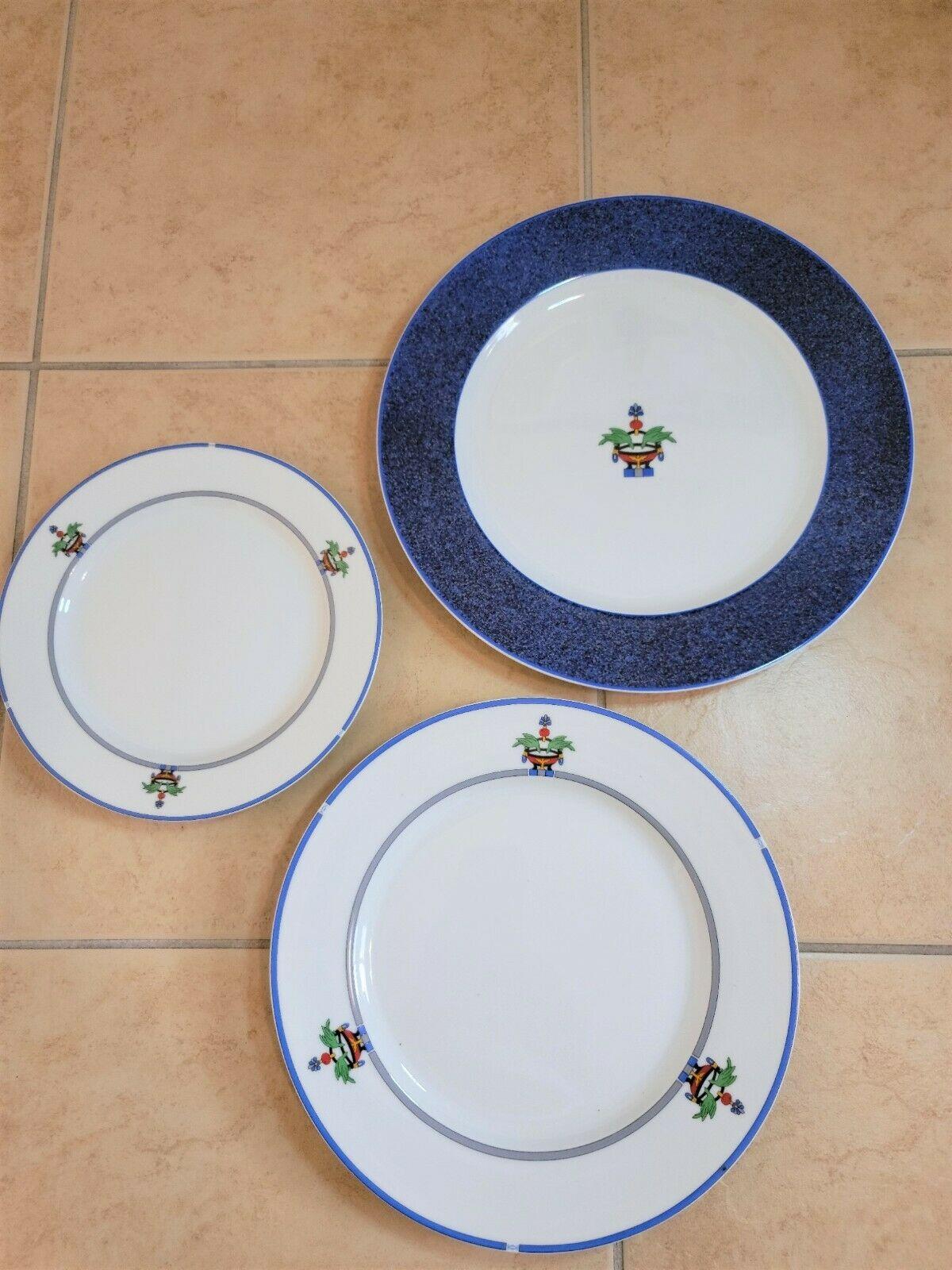 For your consideration is a stunning unique set of like-new Cartier Blue La Maison Venitienne China Set including:

12 service plates (11 ½” round)

14 dinner plates (10 ¼” round)

11 salad plates (8 ¾” round)

12 soup bowls (8: