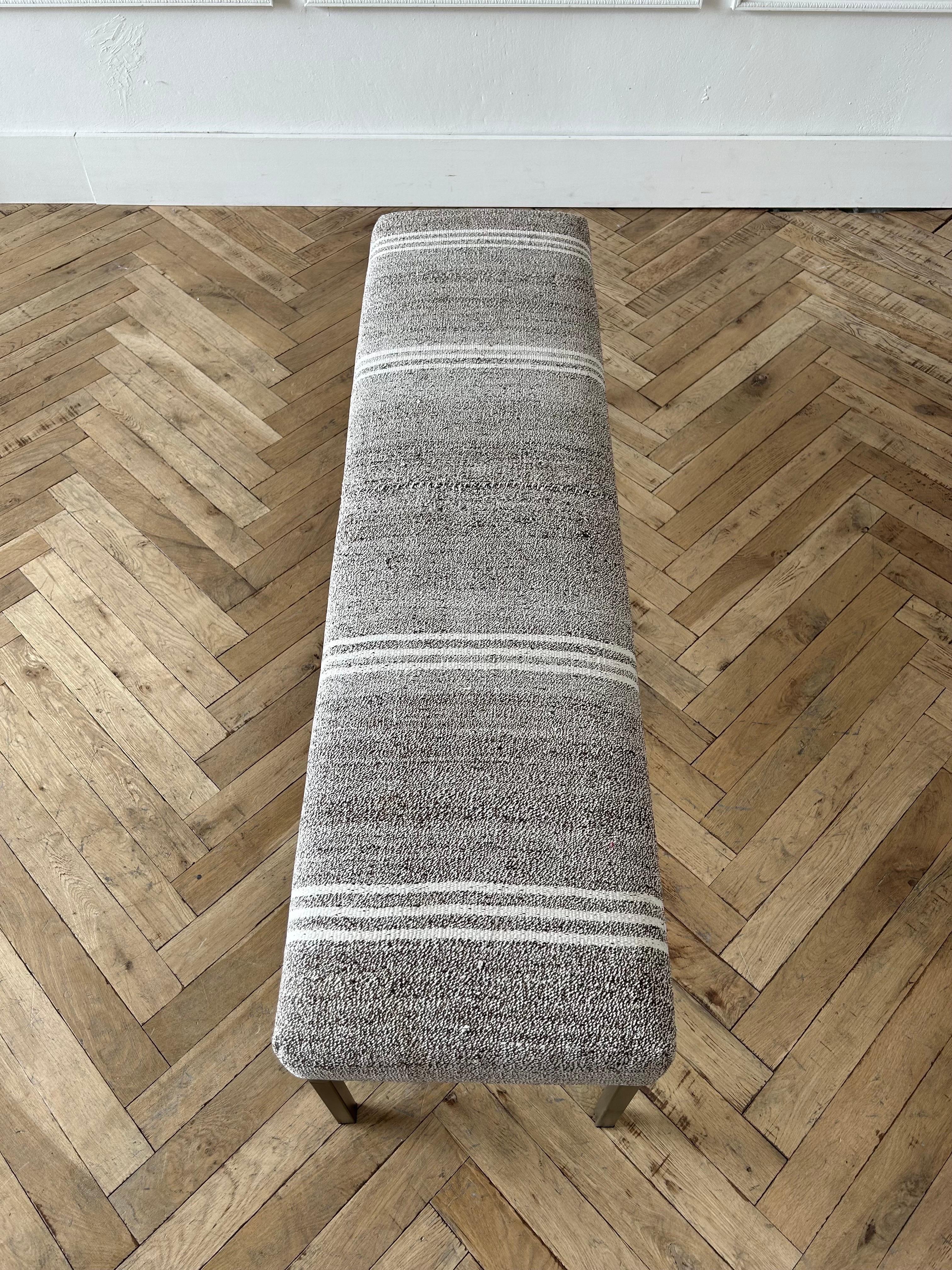 Metal Custom Made Upholstered Bench Ottoman from Turkish Rug