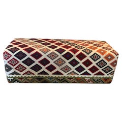 Custom Made Upholstered Bench using a Vintage Persian Shiraz Rug