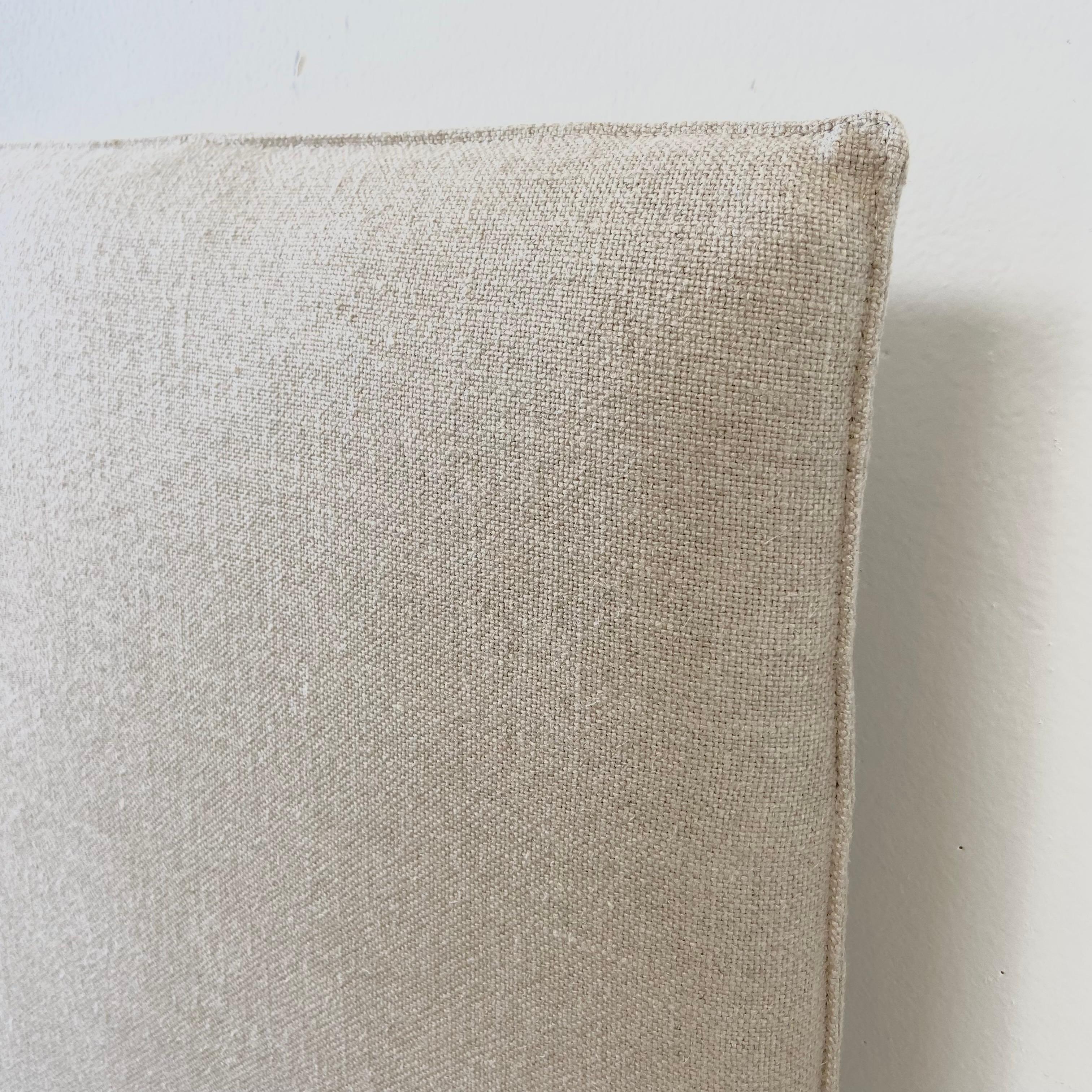 Custom Made Upholstered Queen Bed with Organic Belgian Linen Headboard 1