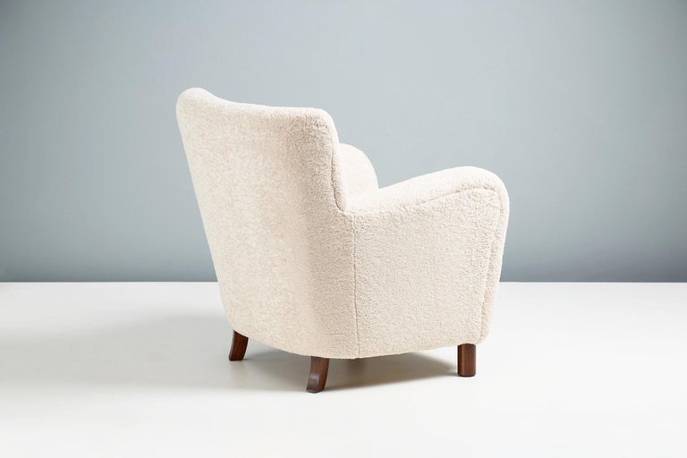 Contemporary Custom Made Vegan Sheepskin Lounge Chair For Sale