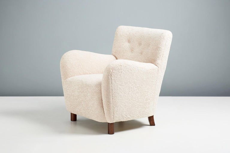 Custom Made Vegan Sheepskin Lounge Chair For Sale 1