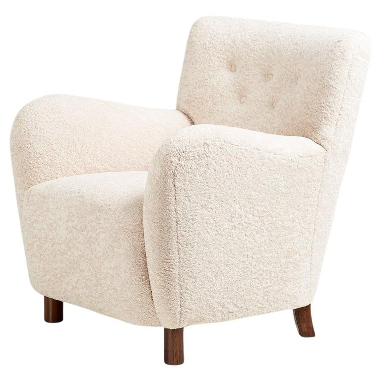 Custom Made Vegan Sheepskin Lounge Chair For Sale