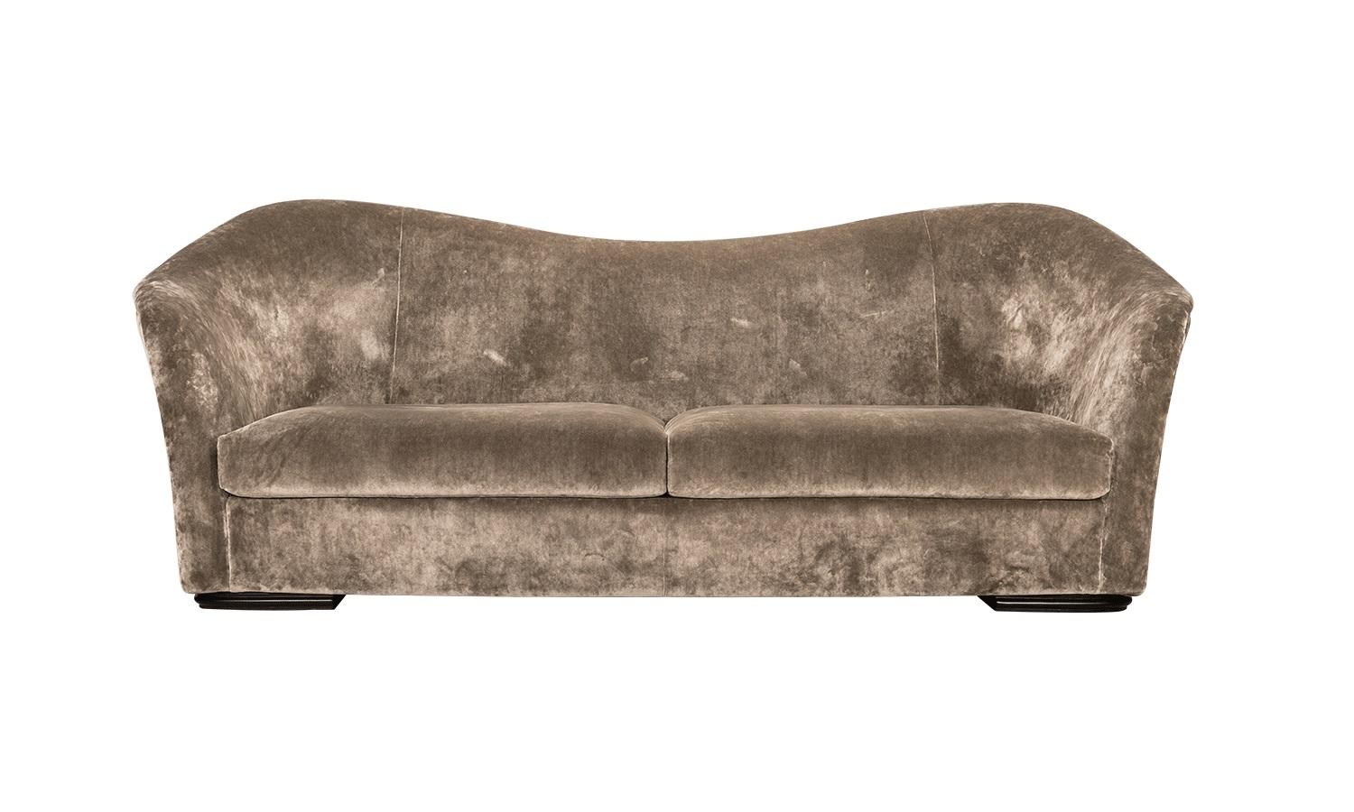 Custom Made Velvet Sofa with Curved Silhouette  For Sale 2