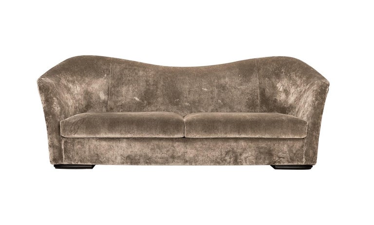 Custom Made Velvet Sofa with Curved Silhouette  2